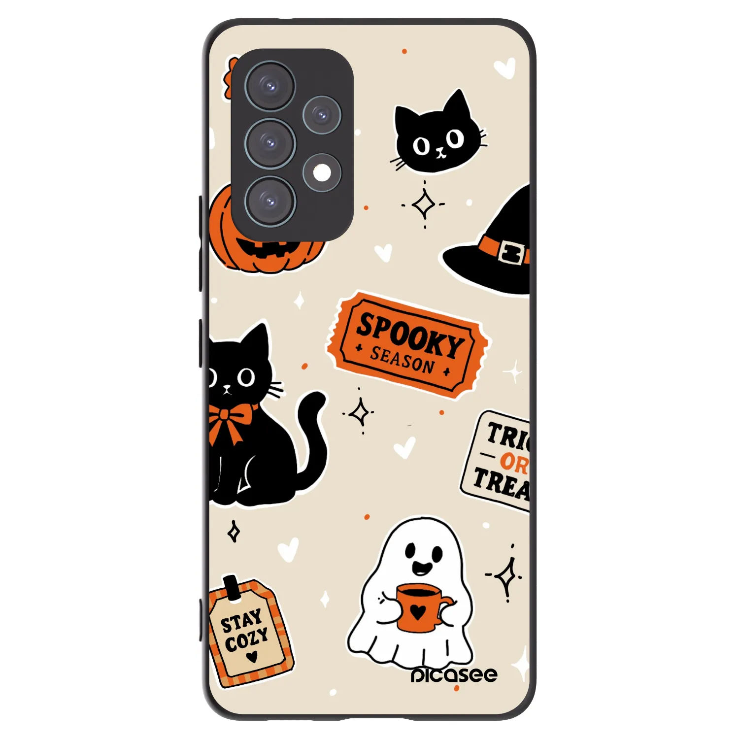 Picasee Μαύρη θήκη σιλικόνης για Samsung Galaxy A53 5G A536 - Halloween stickers