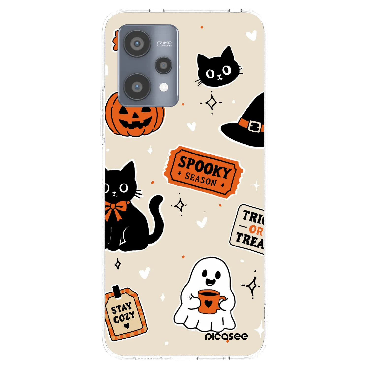 Picasee διαφανής θήκη σιλικόνης Realme 9 Pro 5G - Halloween stickers