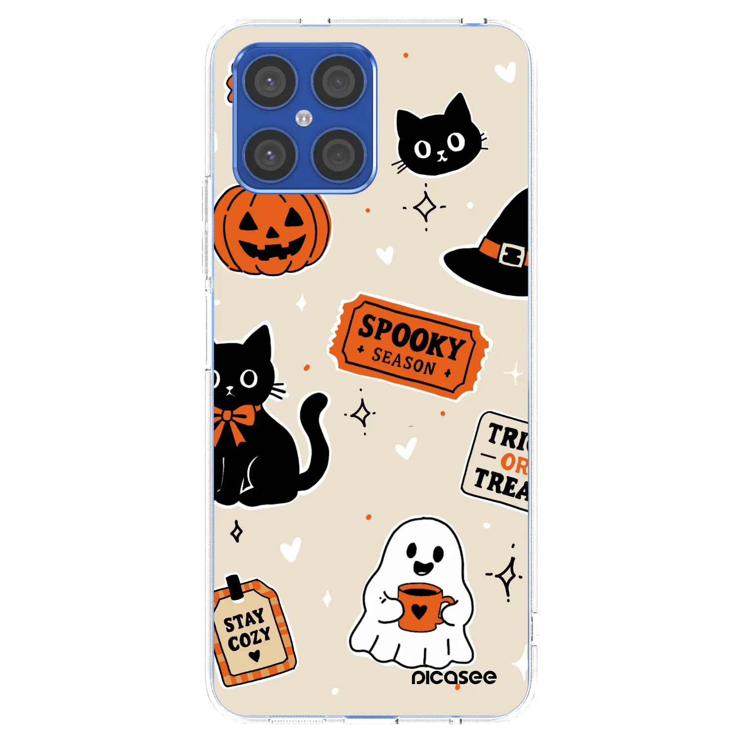 Picasee διαφανής θήκη σιλικόνης Honor X8 4G - Halloween stickers
