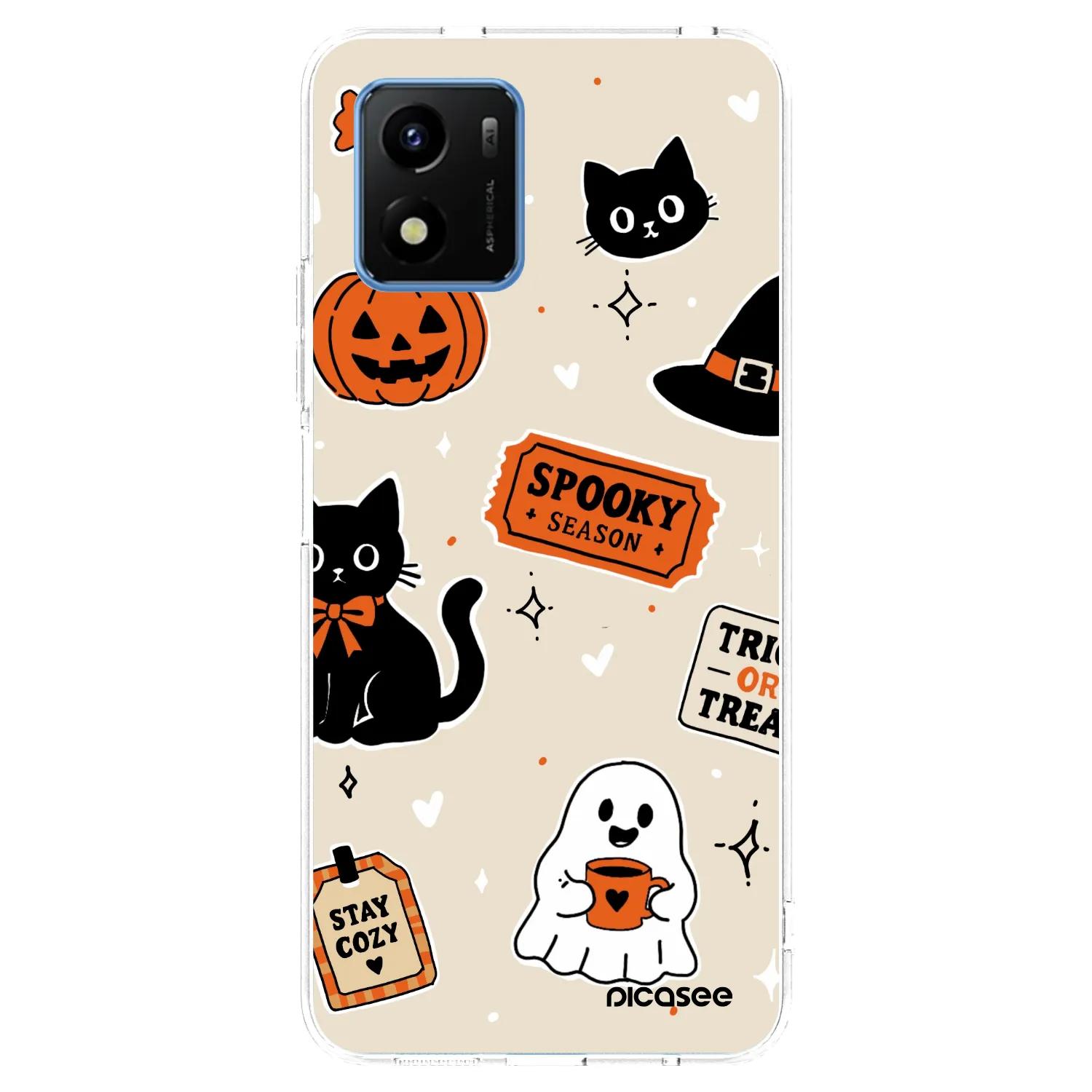Picasee διαφανής θήκη σιλικόνης Vivo Y01 - Halloween stickers