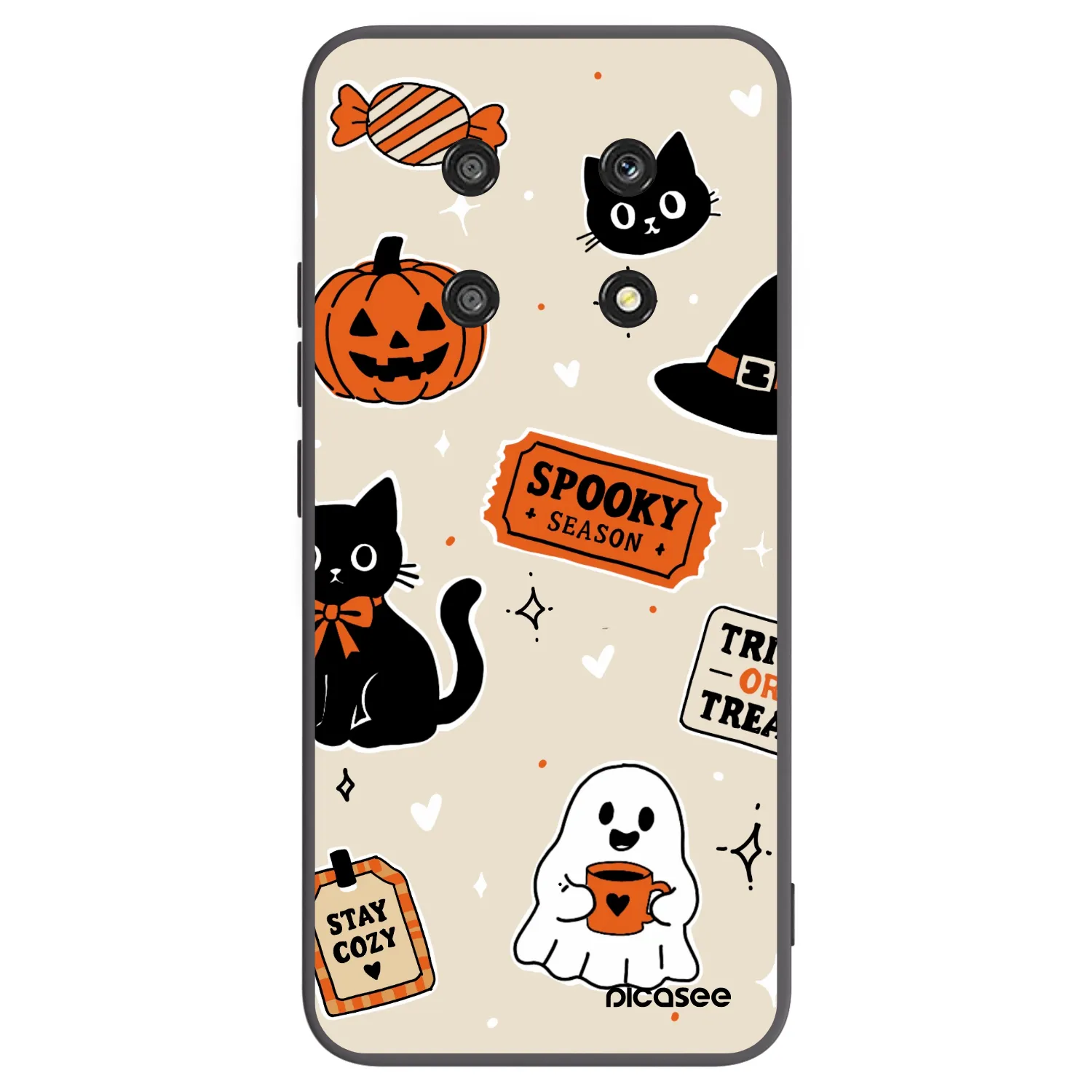 Picasee Μαύρη θήκη σιλικόνης για Honor Magic4 Lite 5G - Halloween stickers