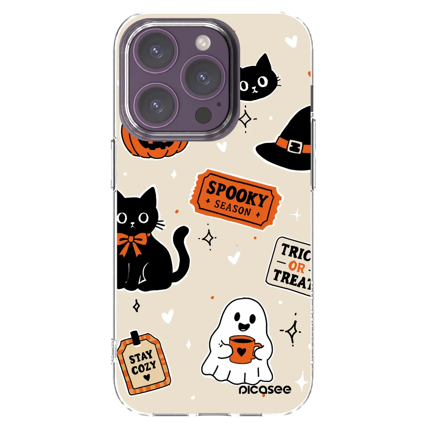 Picasee διαφανής θήκη σιλικόνης Apple iPhone 14 Pro - Halloween stickers