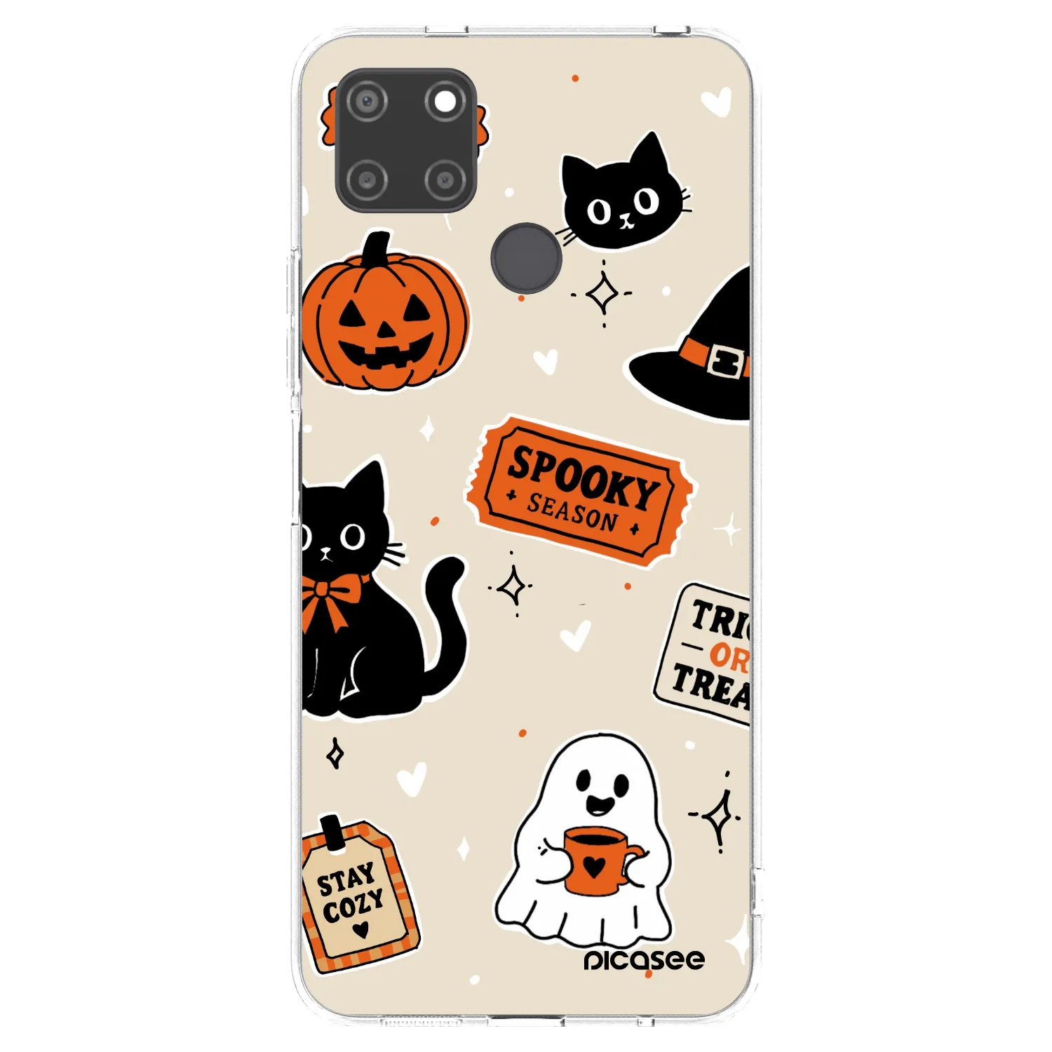 Picasee διαφανής θήκη σιλικόνης Realme C21Y - Halloween stickers