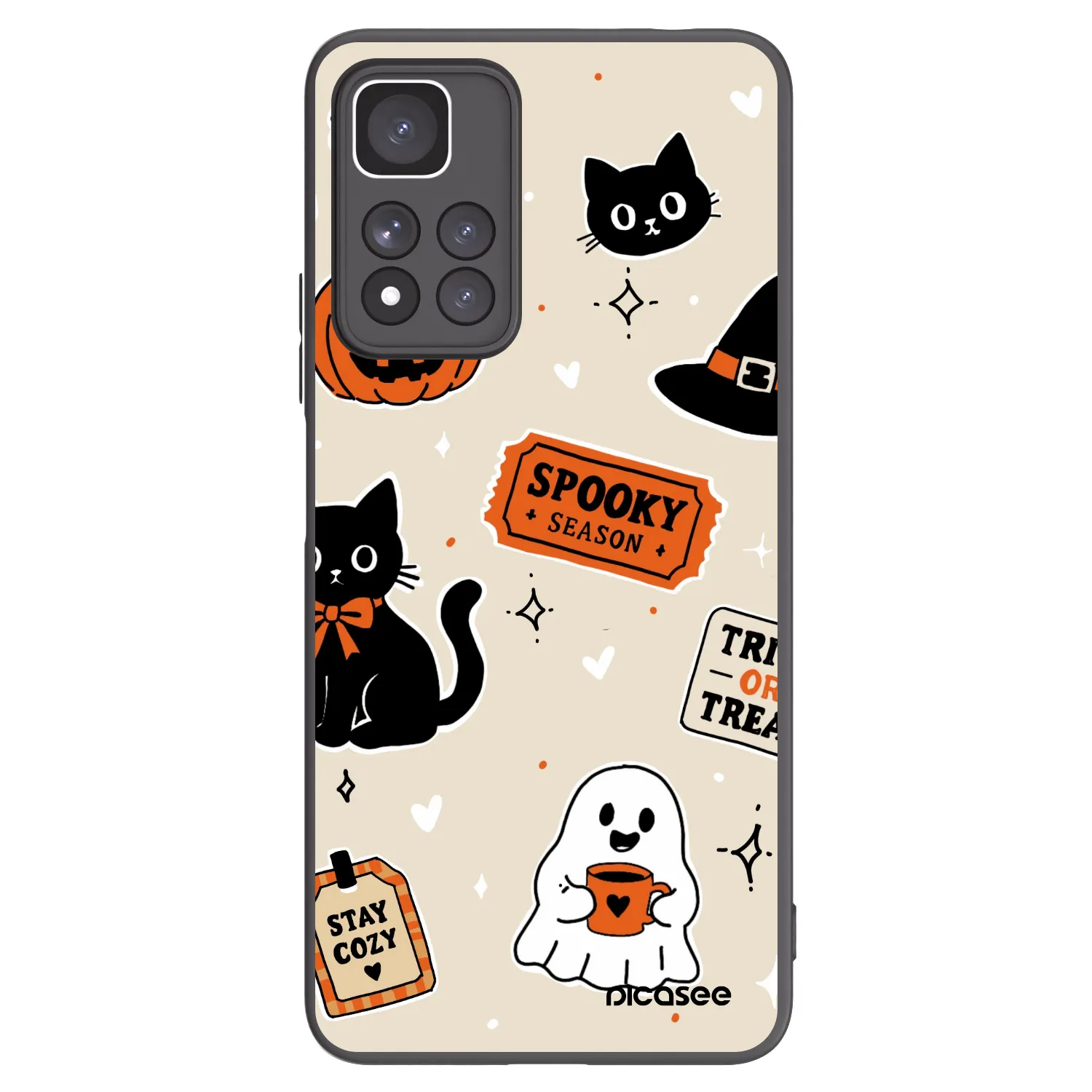 Picasee Μαύρη θήκη σιλικόνης για Xiaomi Redmi Note 11 Pro+ 5G - Halloween stickers