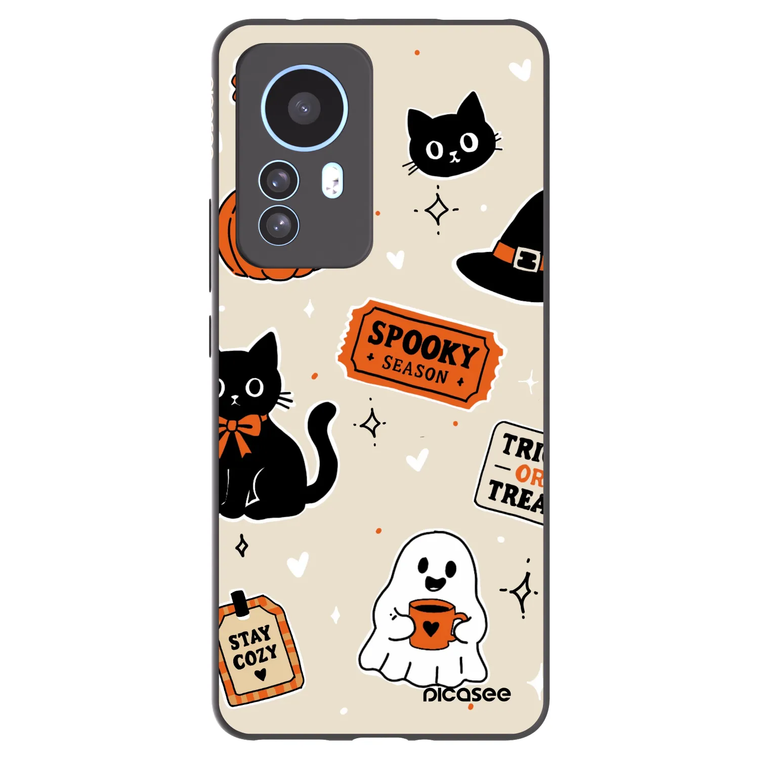 Picasee Μαύρη θήκη σιλικόνης για Xiaomi 12T Pro - Halloween stickers