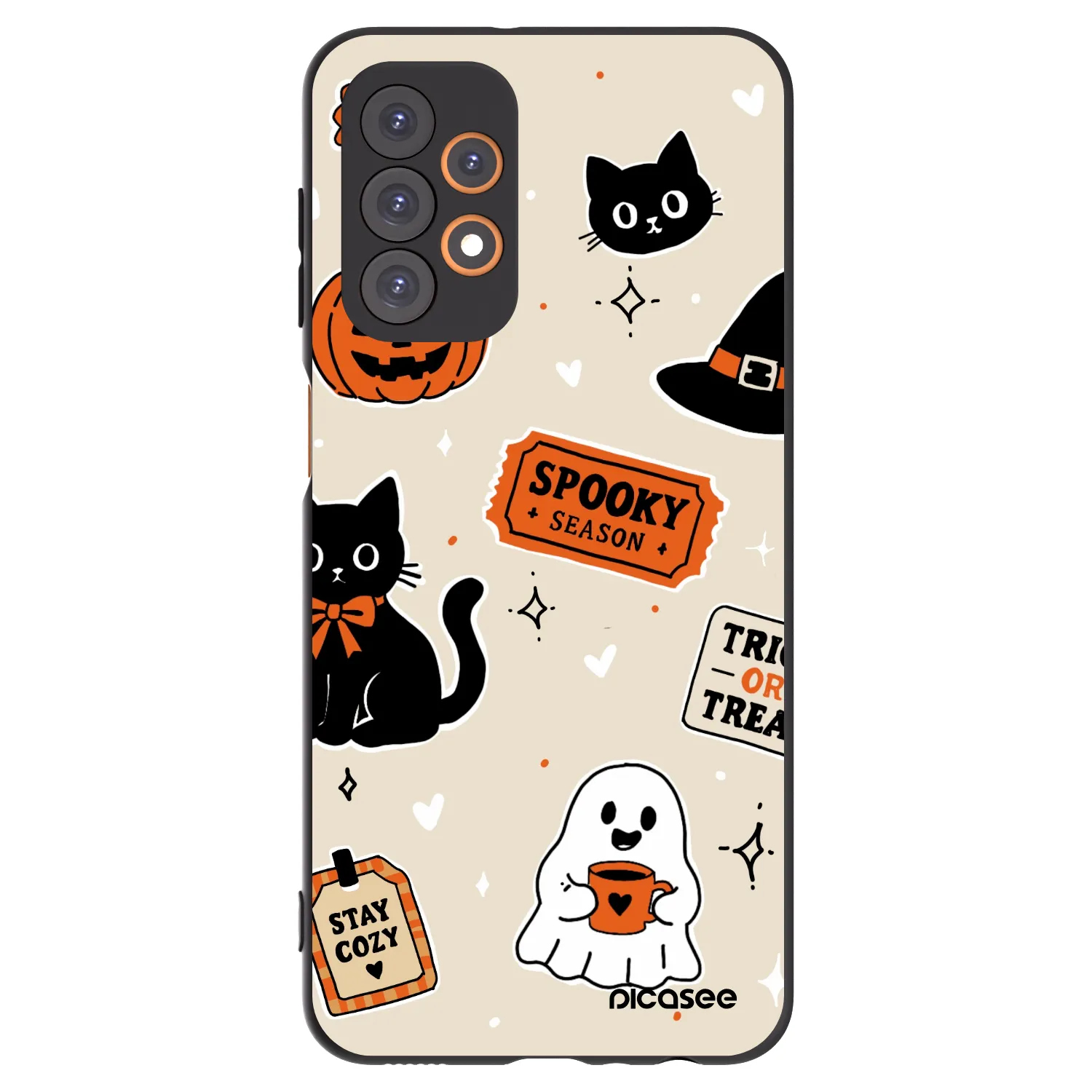Picasee Μαύρη θήκη σιλικόνης για Samsung Galaxy A23 A236B 5G - Halloween stickers