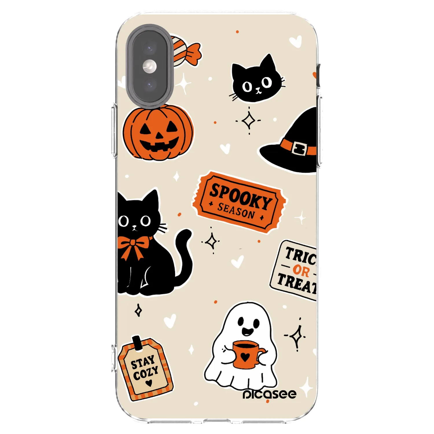 Picasee διαφανής θήκη σιλικόνης Apple iPhone X/XS - Halloween stickers