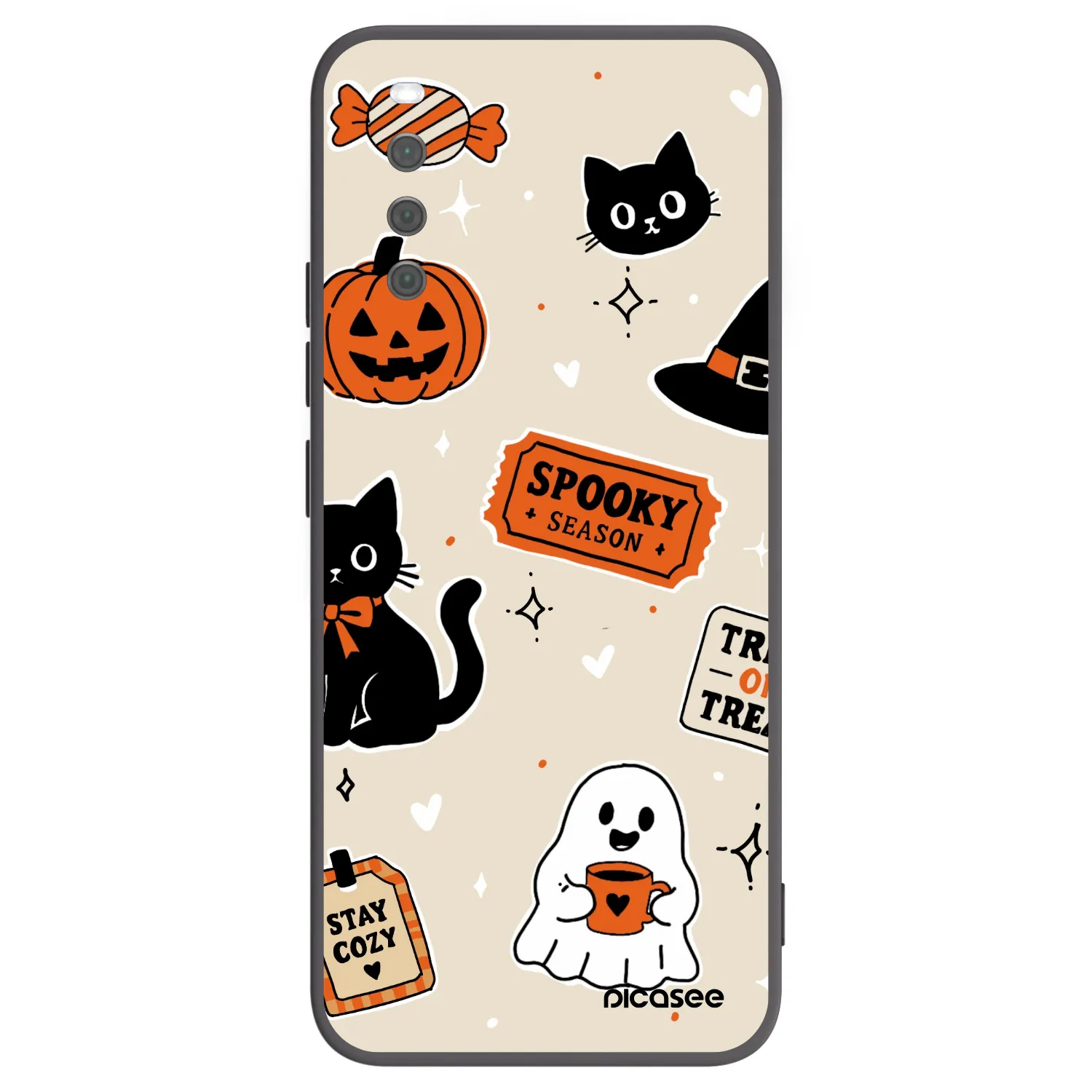 Picasee Μαύρη θήκη σιλικόνης για Sony Xperia 10 III - Halloween stickers