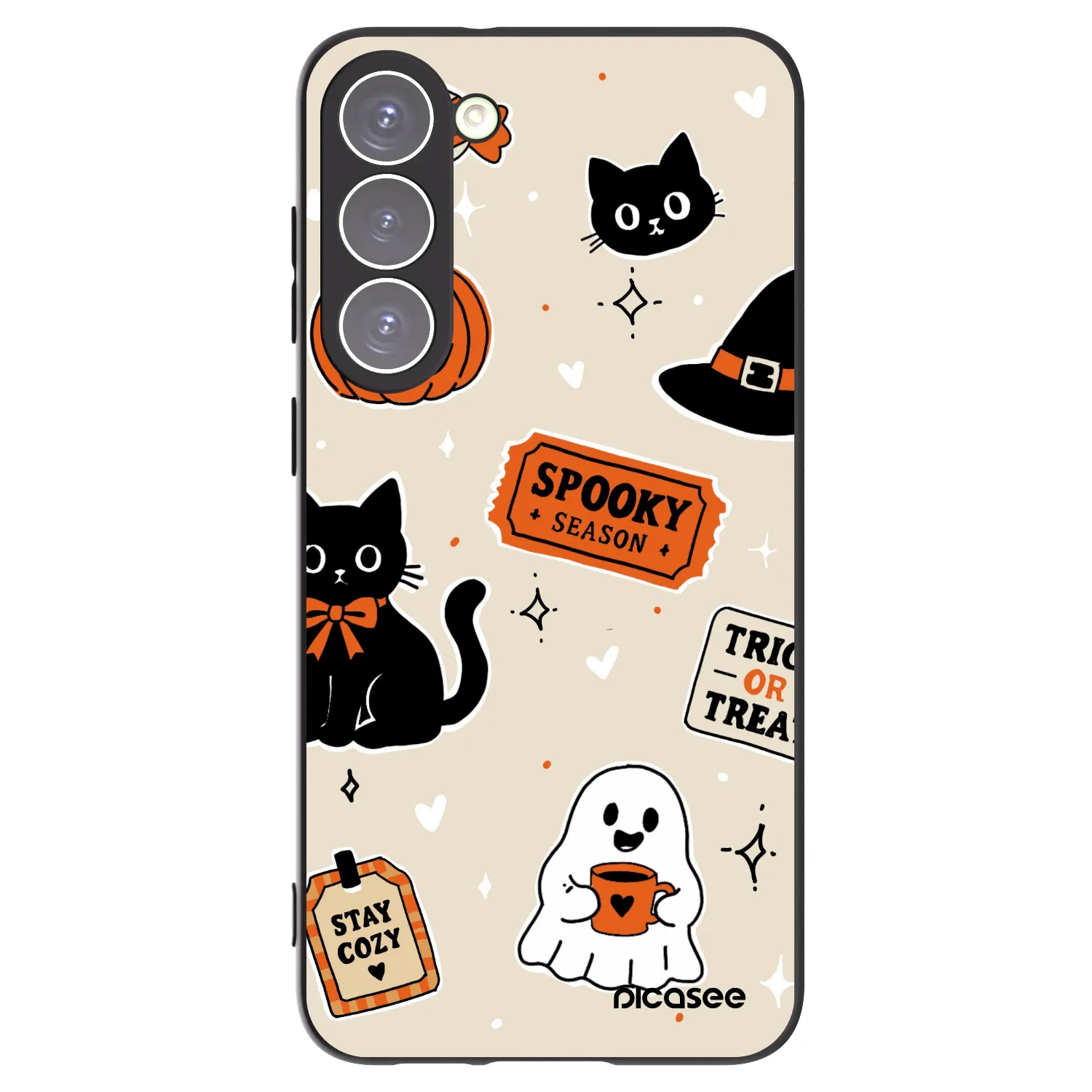 Picasee Μαύρη θήκη σιλικόνης για Samsung Galaxy S23+ 5G - Halloween stickers