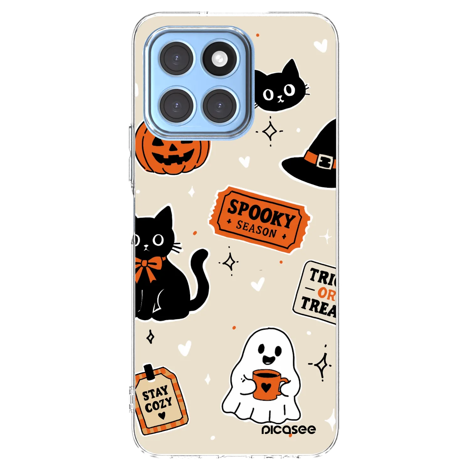 Picasee διαφανής θήκη σιλικόνης Honor X8 5G - Halloween stickers