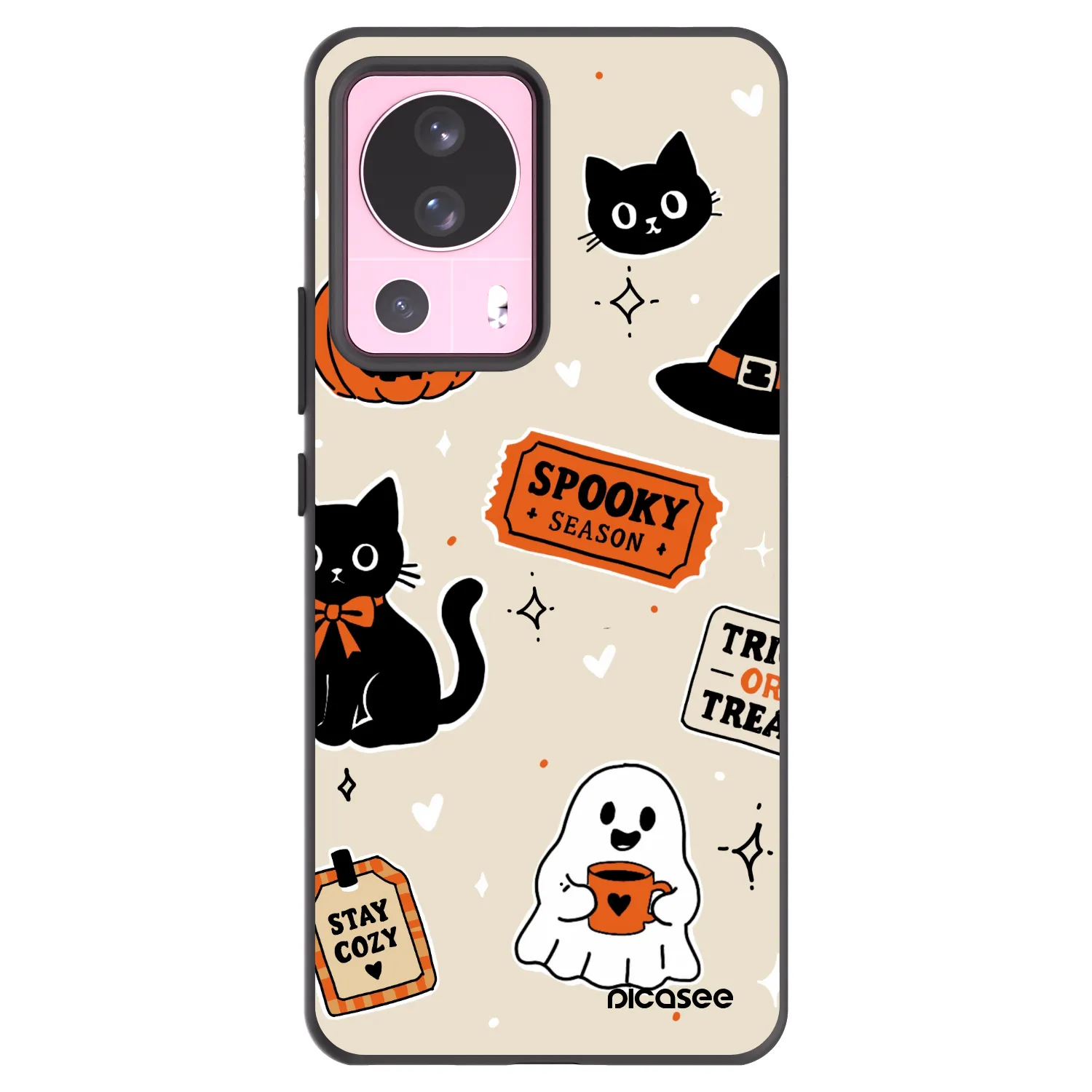 Picasee Μαύρη θήκη σιλικόνης για Xiaomi 13 Lite - Halloween stickers