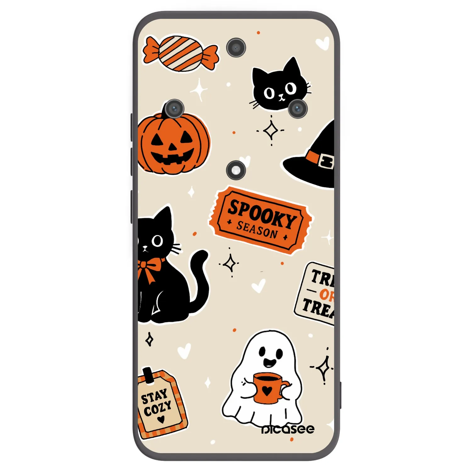 Picasee Μαύρη θήκη σιλικόνης για Honor Magic5 Lite 5G - Halloween stickers