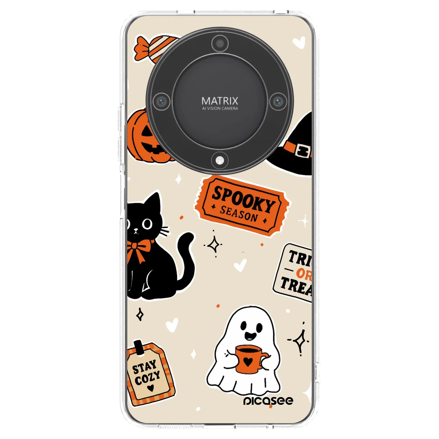 Picasee διαφανής θήκη σιλικόνης Honor Magic5 Lite 5G - Halloween stickers