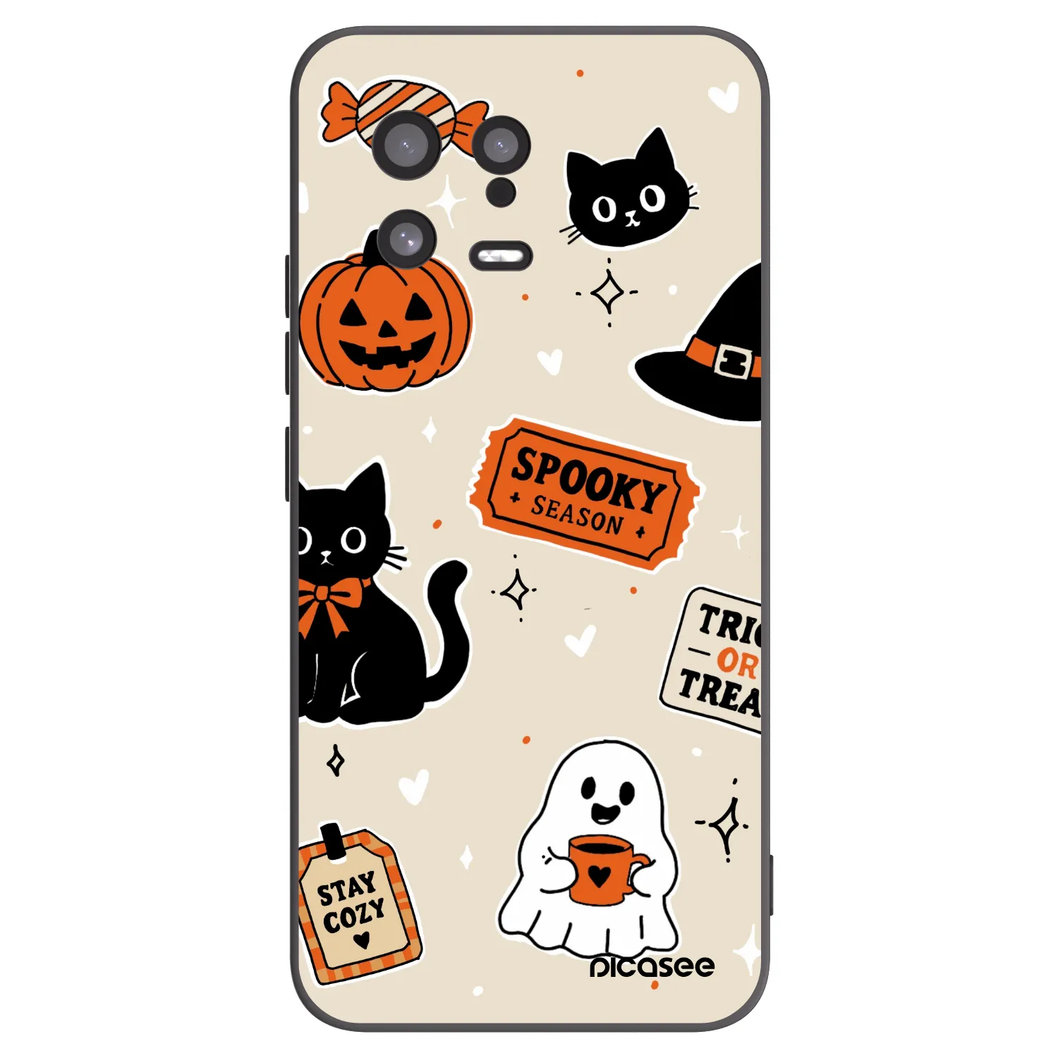 Picasee Μαύρη θήκη σιλικόνης για Xiaomi 13 - Halloween stickers