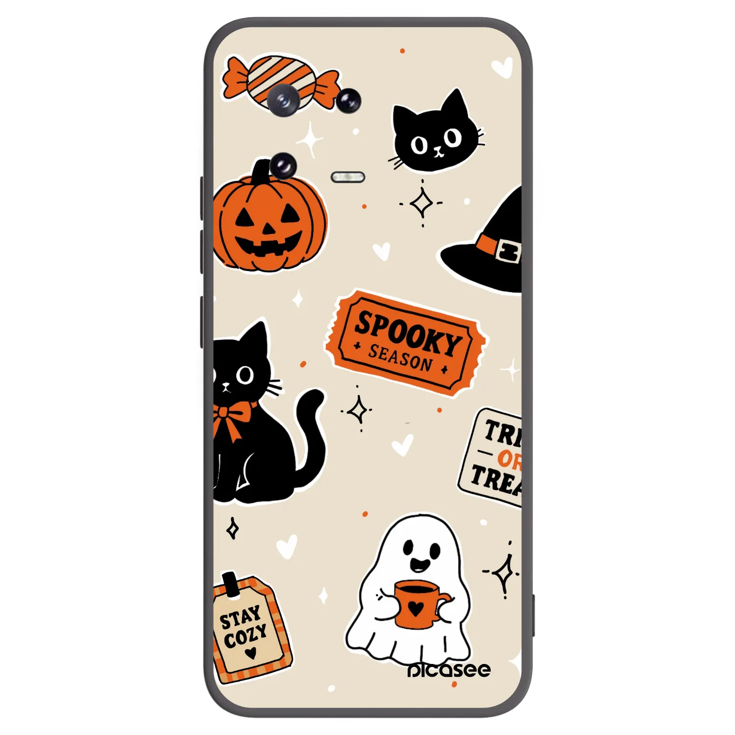 Picasee Μαύρη θήκη σιλικόνης για Xiaomi 13 Pro - Halloween stickers