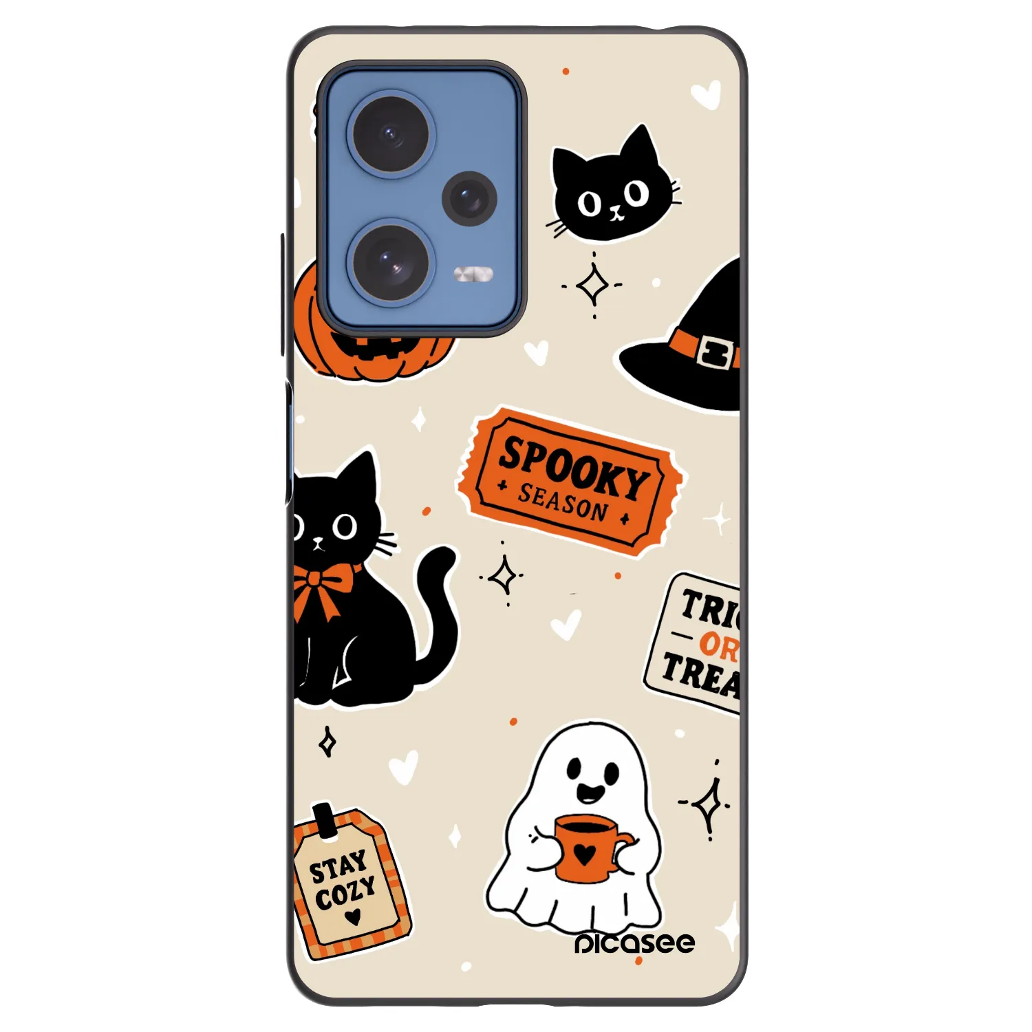 Picasee Μαύρη θήκη σιλικόνης για Xiaomi Redmi Note 12 Pro 5G - Halloween stickers