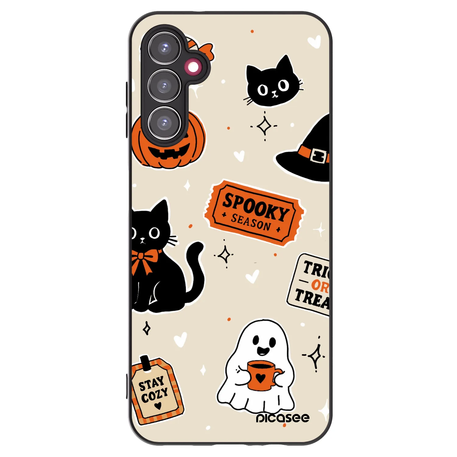 Picasee Μαύρη θήκη σιλικόνης για Samsung Galaxy A14 5G A146P - Halloween stickers