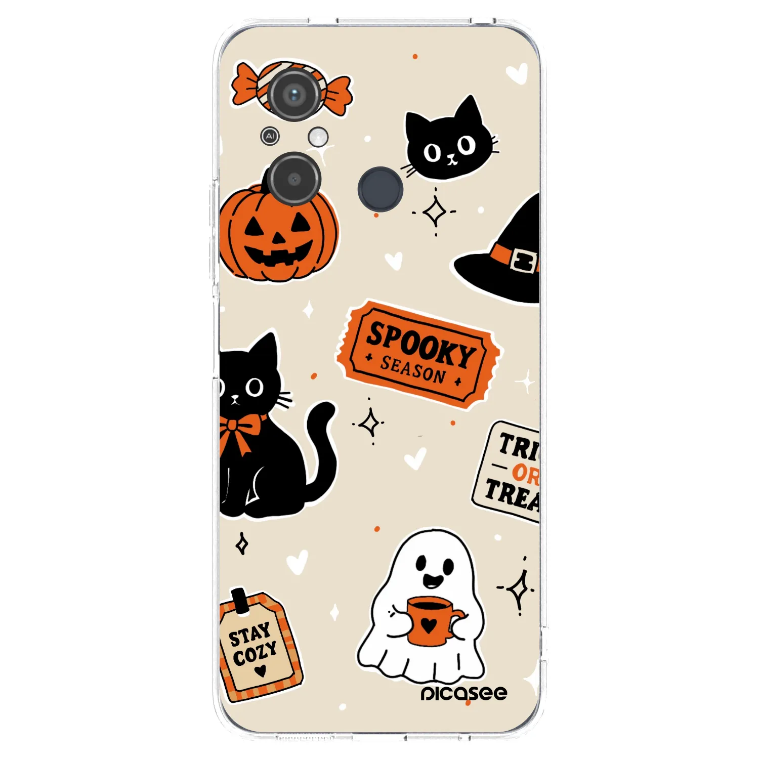 Picasee διαφανής θήκη σιλικόνης Xiaomi Redmi 12C - Halloween stickers