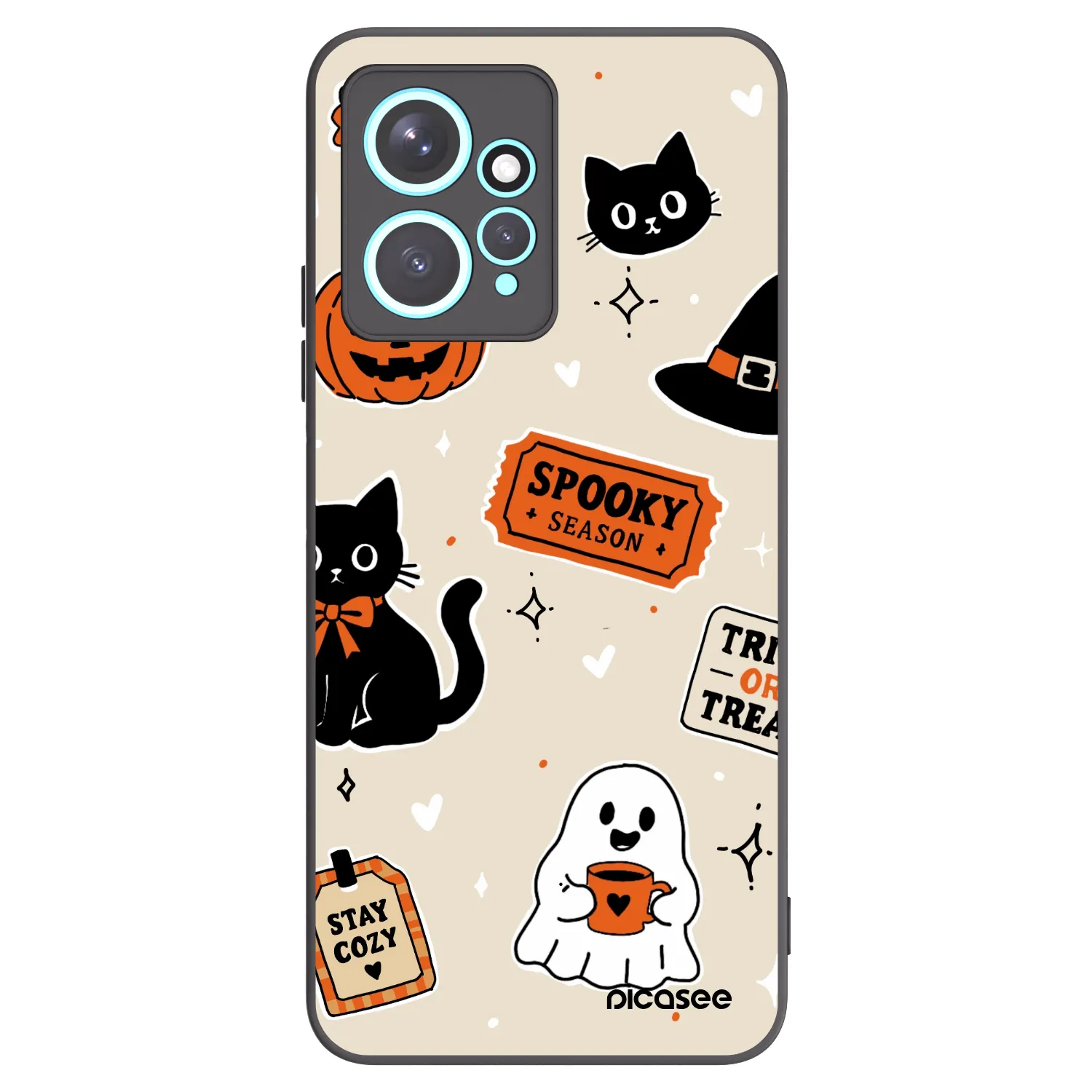 Picasee Μαύρη θήκη σιλικόνης για Xiaomi Redmi Note 12 4G - Halloween stickers