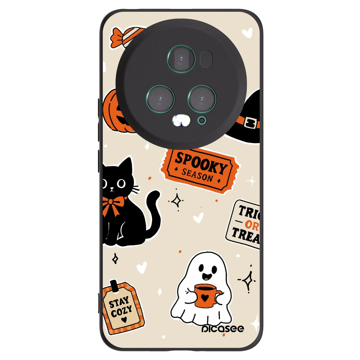 Picasee Μαύρη θήκη σιλικόνης για Honor Magic5 Pro - Halloween stickers