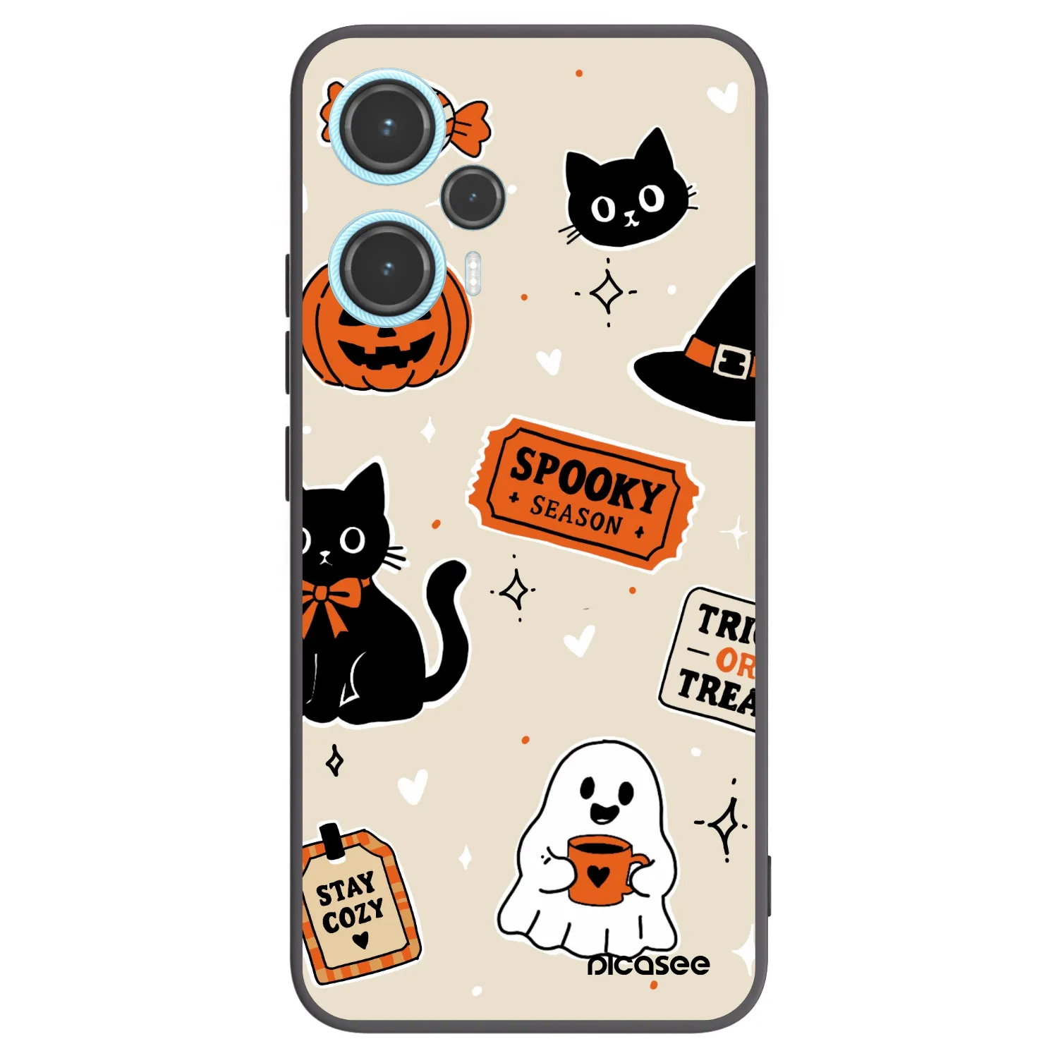 Picasee Μαύρη θήκη σιλικόνης για Xiaomi Poco F5 - Halloween stickers