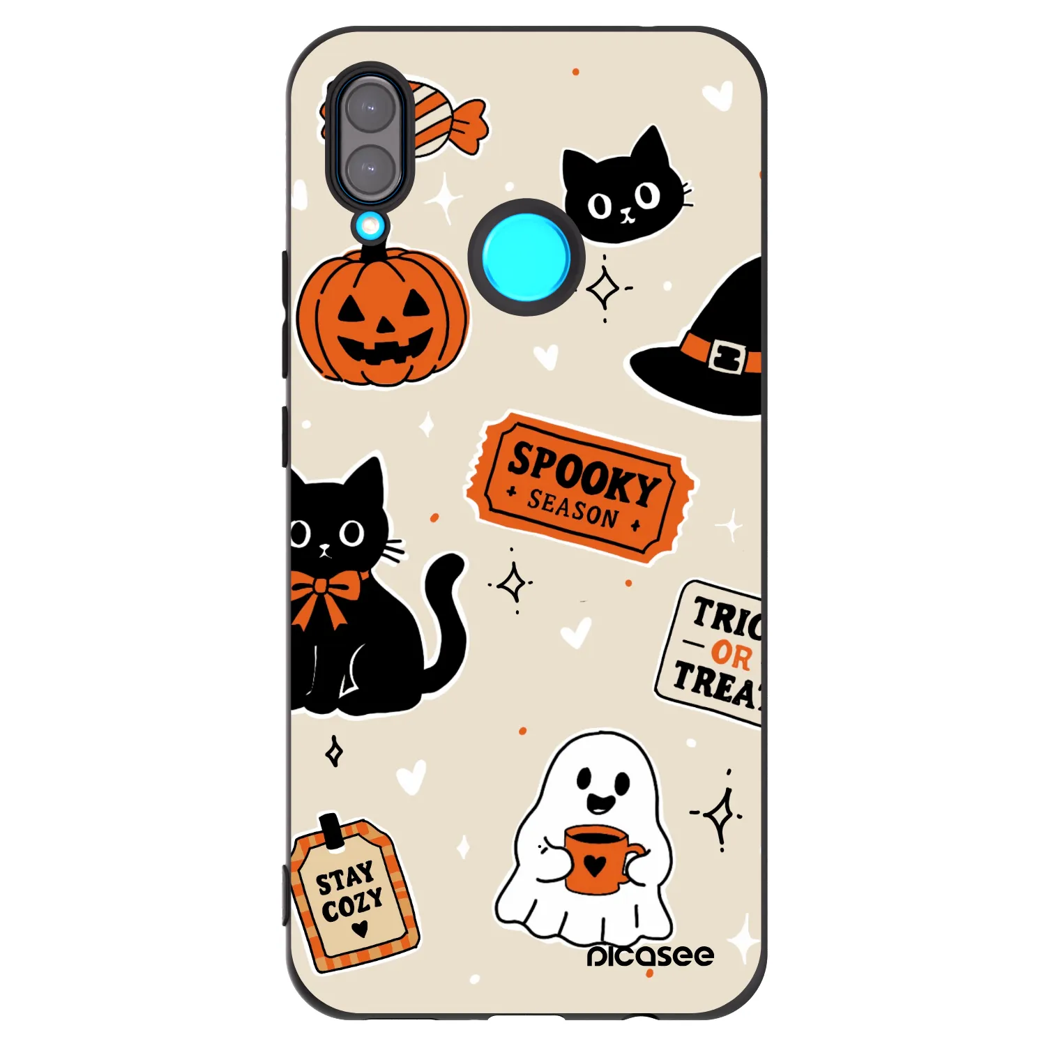 Picasee Μαύρη θήκη σιλικόνης για Huawei Nova 3i - Halloween stickers