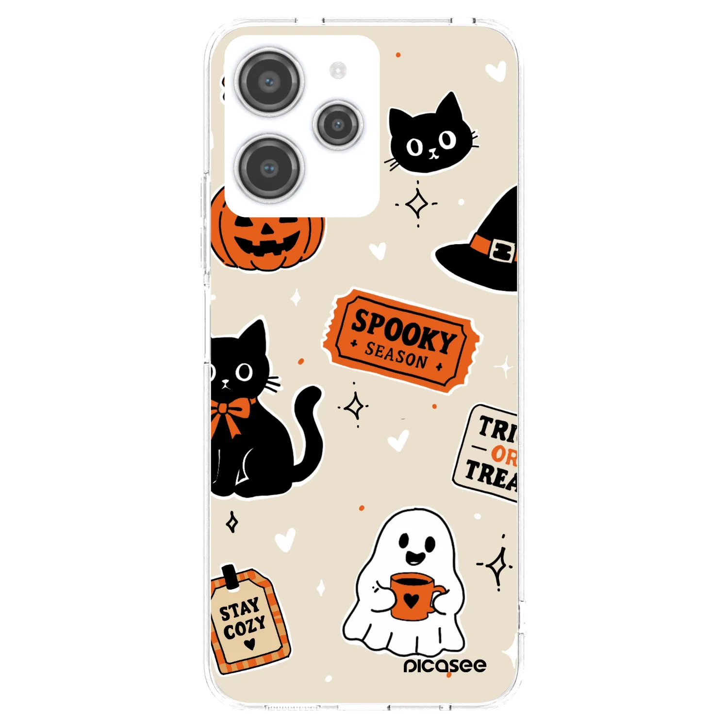 Picasee διαφανής θήκη σιλικόνης Xiaomi Redmi 12 4G - Halloween stickers