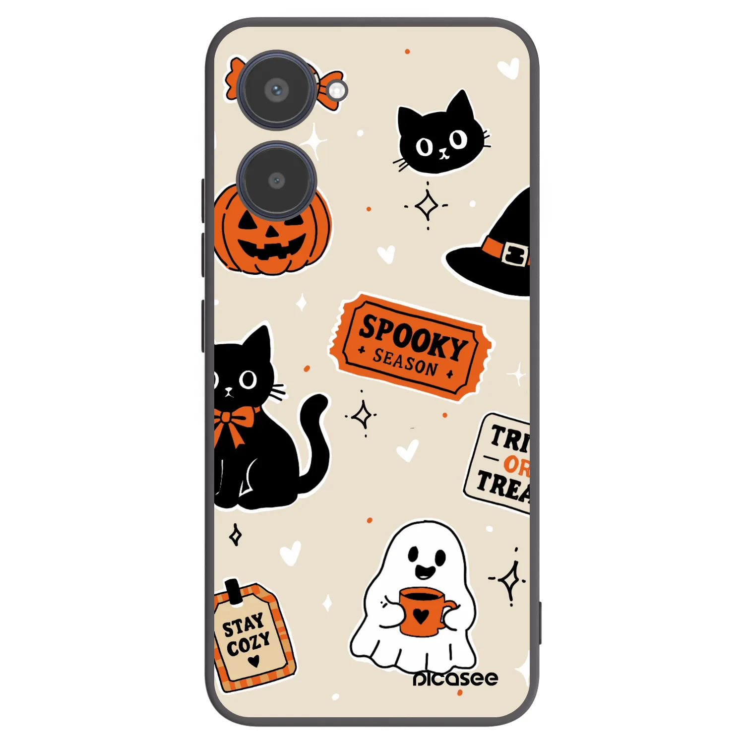 Picasee Μαύρη θήκη σιλικόνης για Realme 10 4G - Halloween stickers