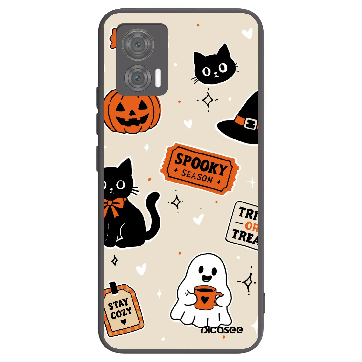 Picasee Μαύρη θήκη σιλικόνης για Motorola Edge 30 Neo - Halloween stickers