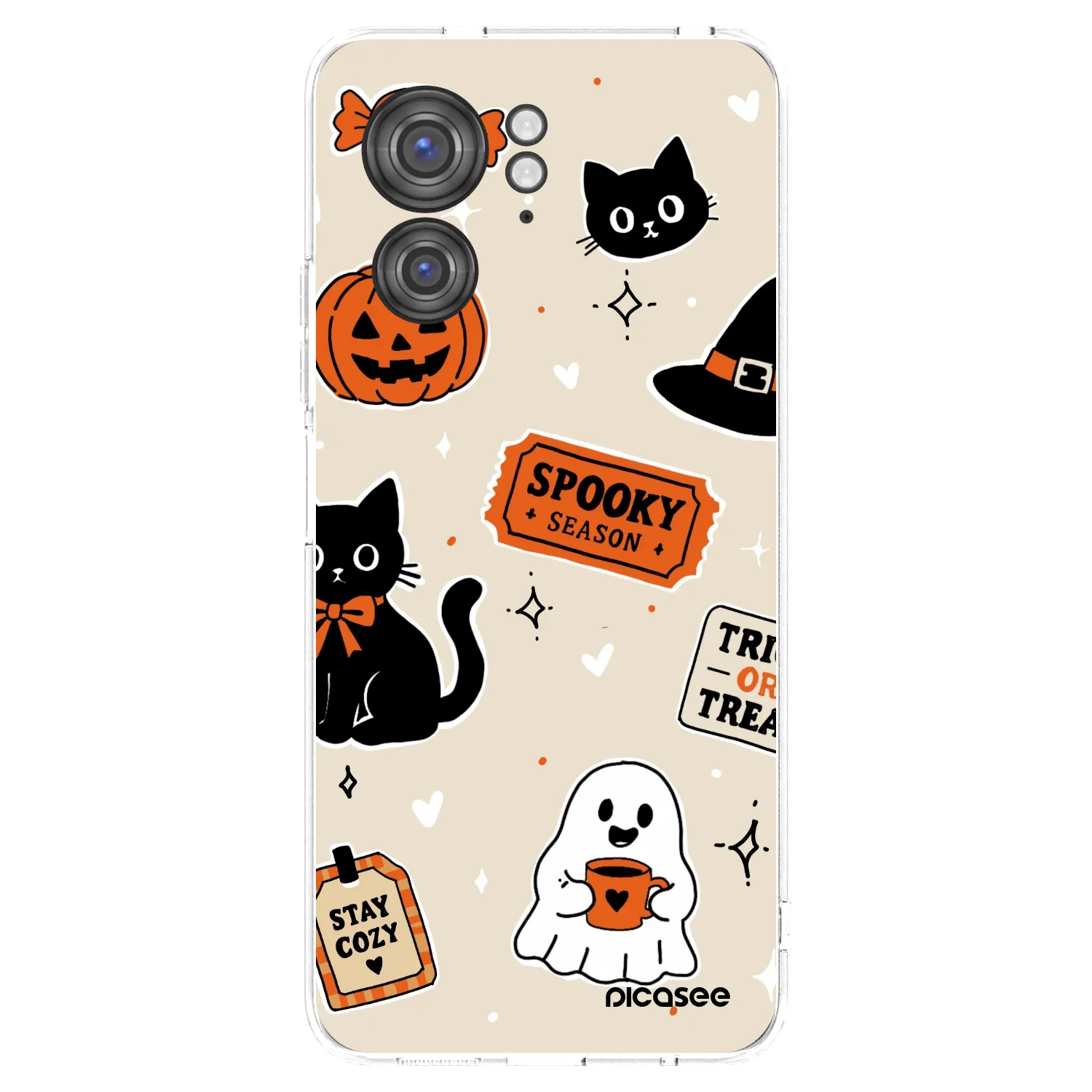 Picasee διαφανής θήκη σιλικόνης Motorola Edge 40 - Halloween stickers