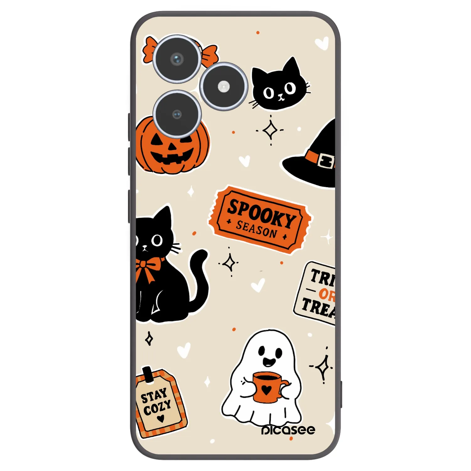 Picasee Μαύρη θήκη σιλικόνης για Realme C53 - Halloween stickers