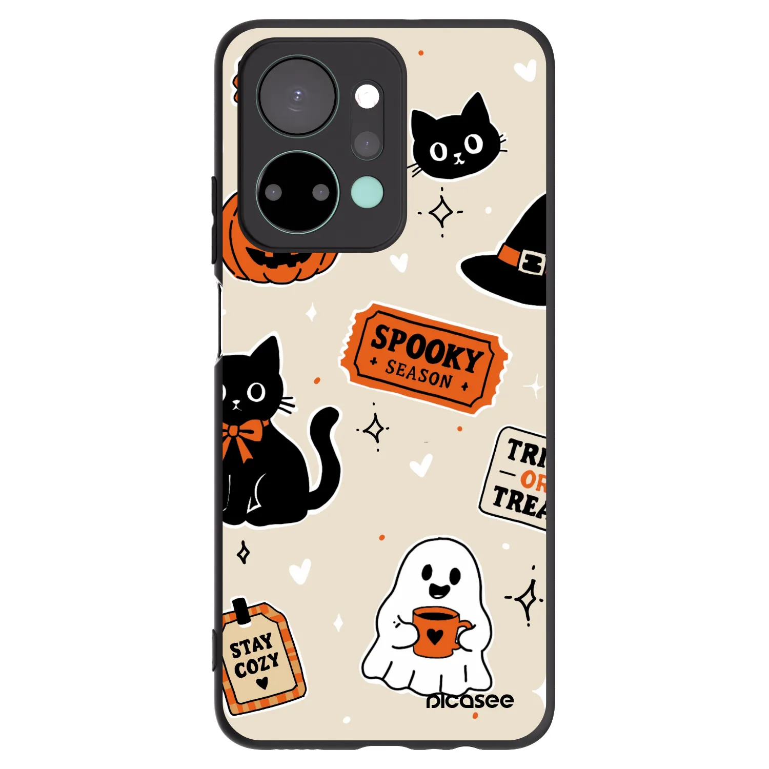 Picasee Μαύρη θήκη σιλικόνης για Honor X7a - Halloween stickers