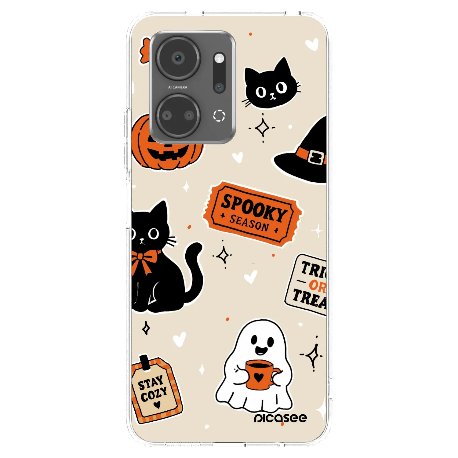 Picasee διαφανής θήκη σιλικόνης Honor X7a - Halloween stickers