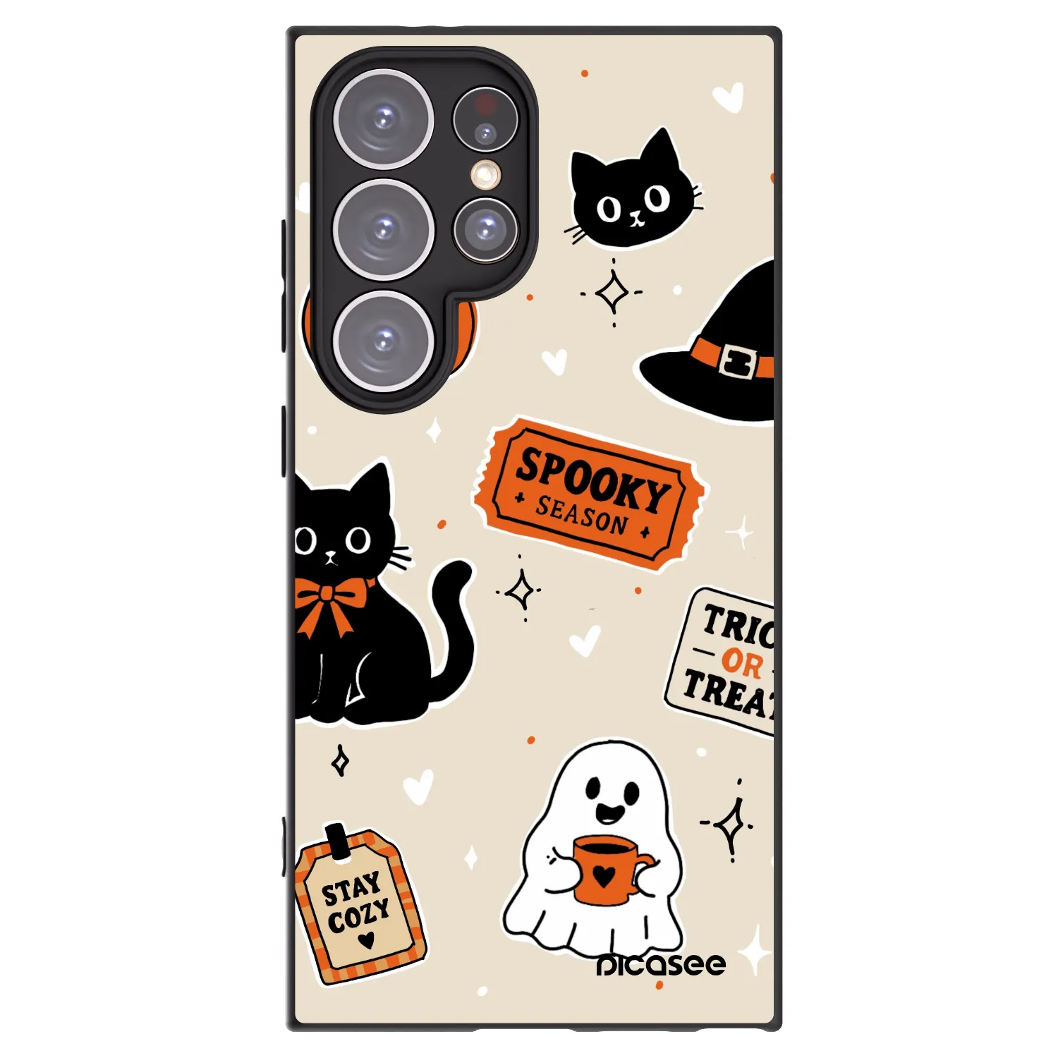 Picasee Μαύρη θήκη σιλικόνης για Samsung Galaxy S24 Ultra S928B 5G - Halloween stickers
