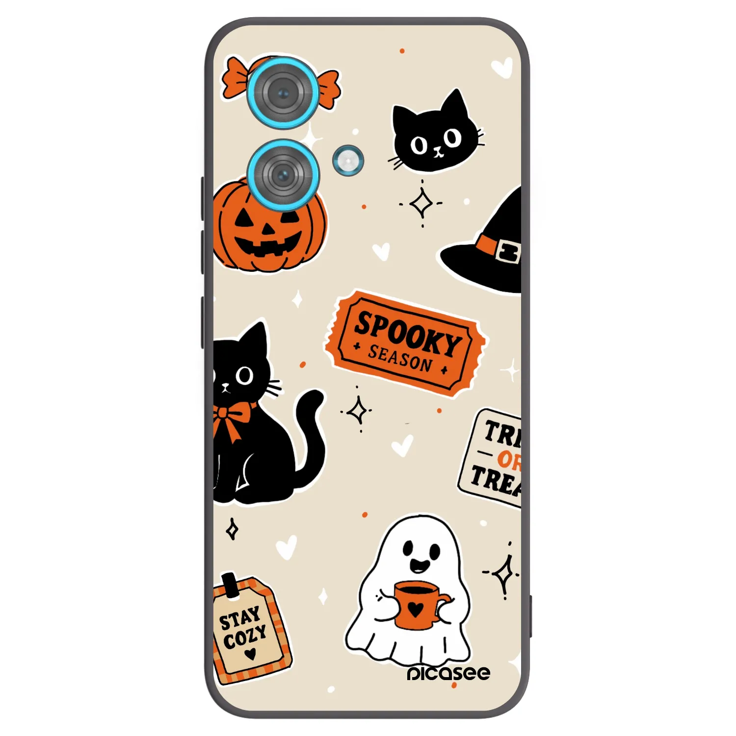 Picasee Μαύρη θήκη σιλικόνης για Motorola Edge 40 Neo - Halloween stickers