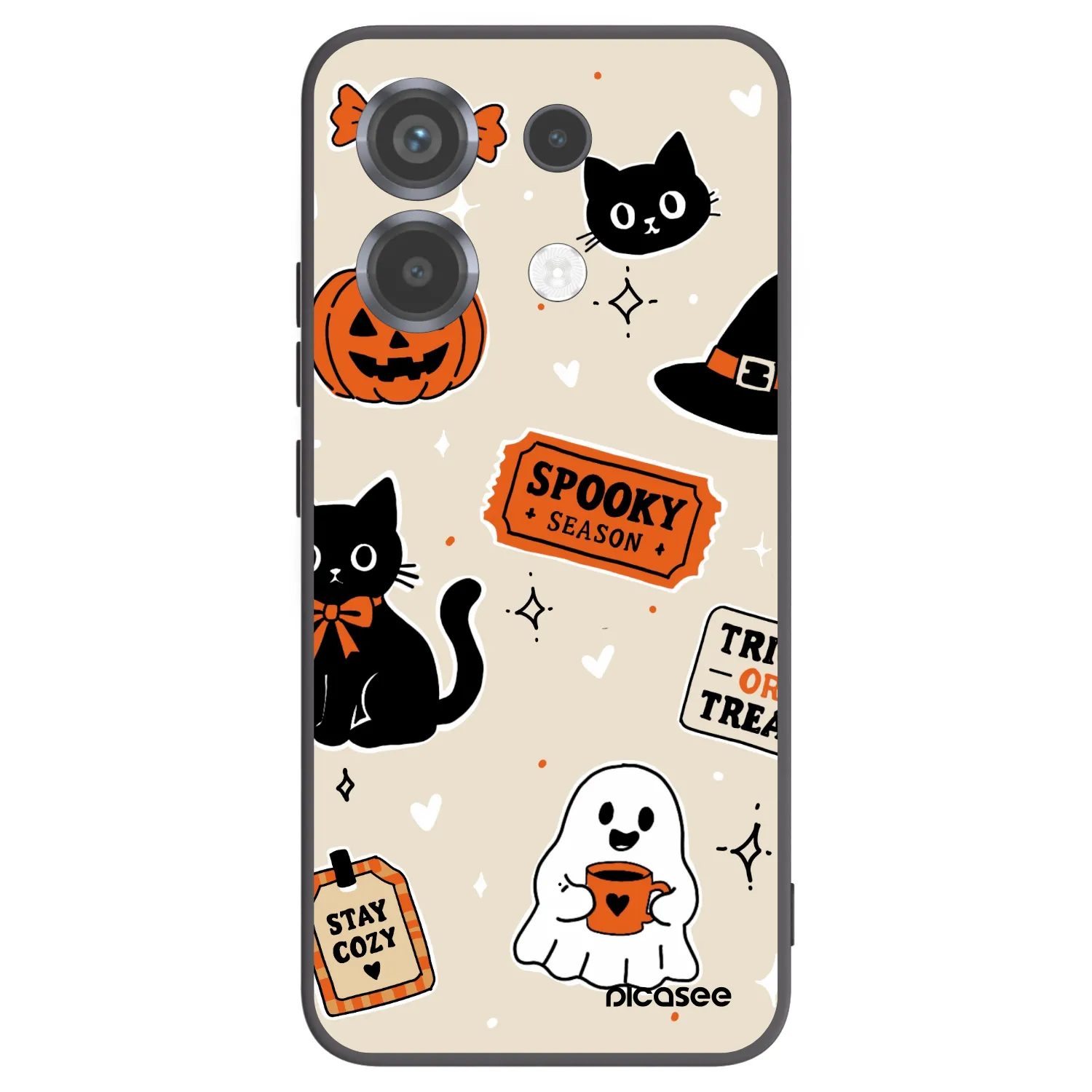 Picasee Μαύρη θήκη σιλικόνης για Xiaomi Poco X6 - Halloween stickers