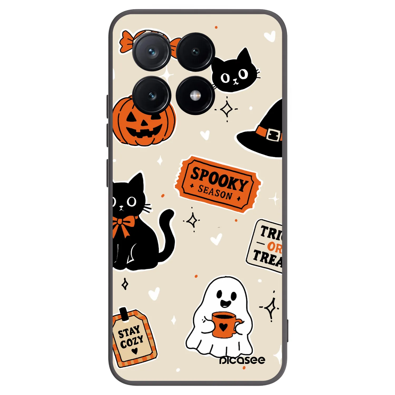 Picasee Μαύρη θήκη σιλικόνης για Xiaomi Poco X6 Pro - Halloween stickers