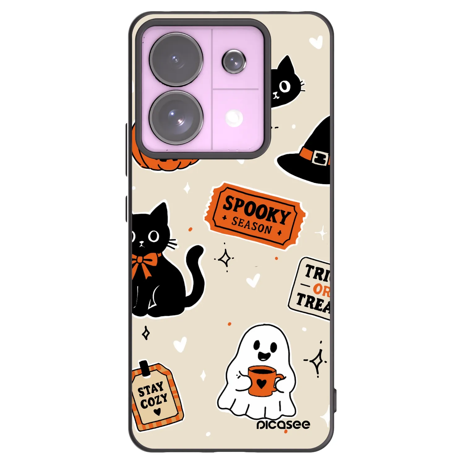 Picasee Μαύρη θήκη σιλικόνης για Xiaomi Redmi Note 13 Pro 5G - Halloween stickers