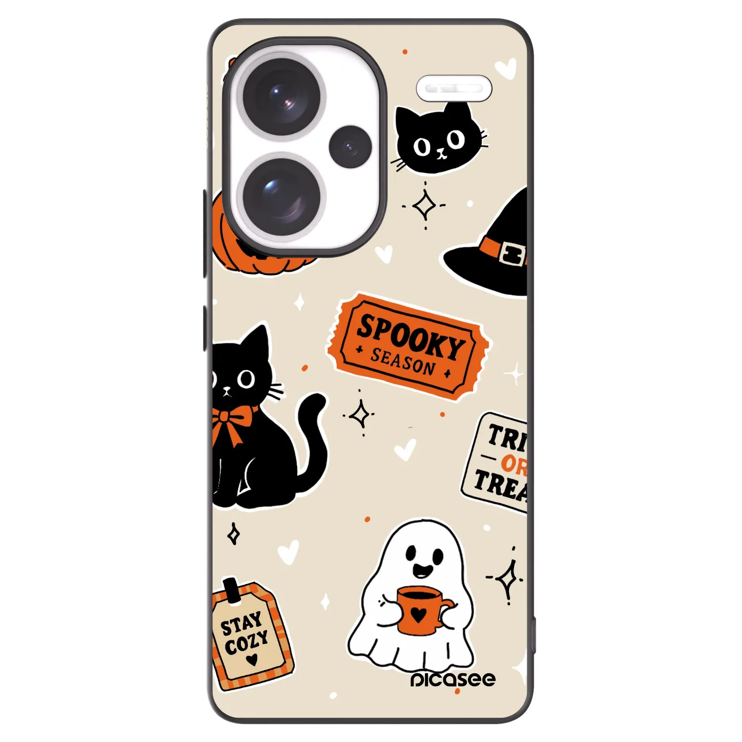 Picasee Μαύρη θήκη σιλικόνης για Xiaomi Redmi Note 13 Pro+ 5G - Halloween stickers
