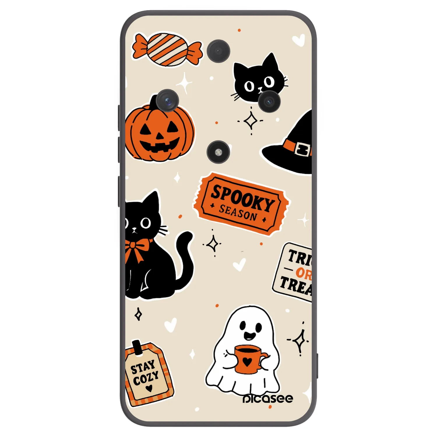 Picasee Μαύρη θήκη σιλικόνης για Honor Magic6 Lite 5G - Halloween stickers