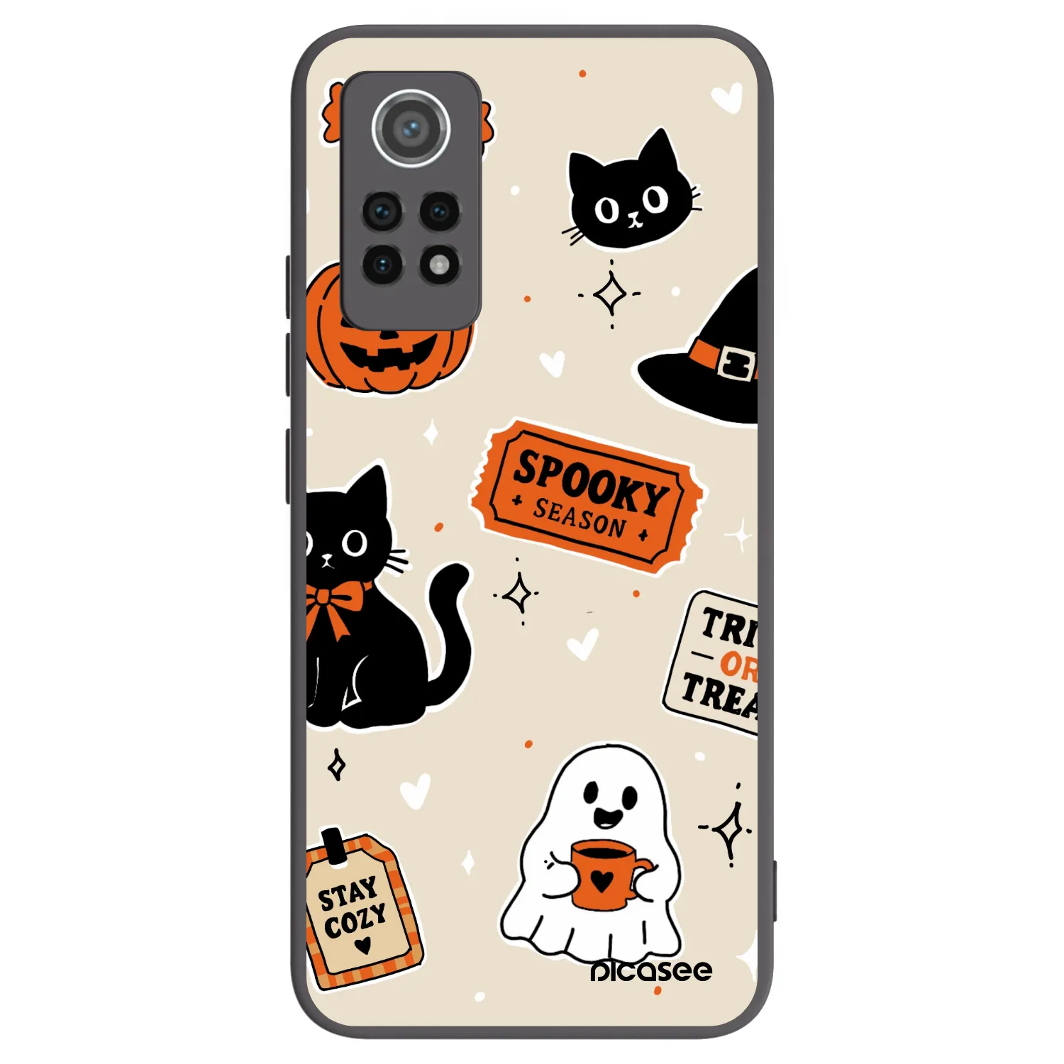 Picasee Μαύρη θήκη σιλικόνης για Xiaomi Redmi Note 12 Pro 4G - Halloween stickers