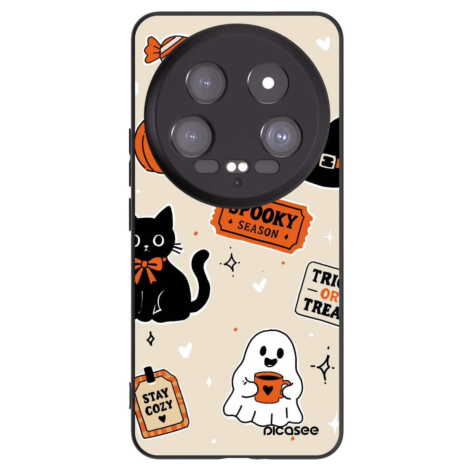 Picasee Μαύρη θήκη σιλικόνης για Xiaomi 14 Ultra - Halloween stickers