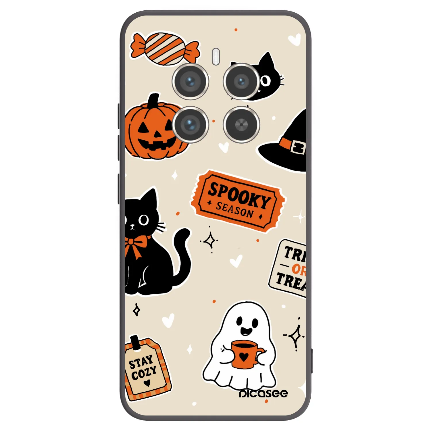 Picasee Μαύρη θήκη σιλικόνης για Realme 12 Pro 5G - Halloween stickers