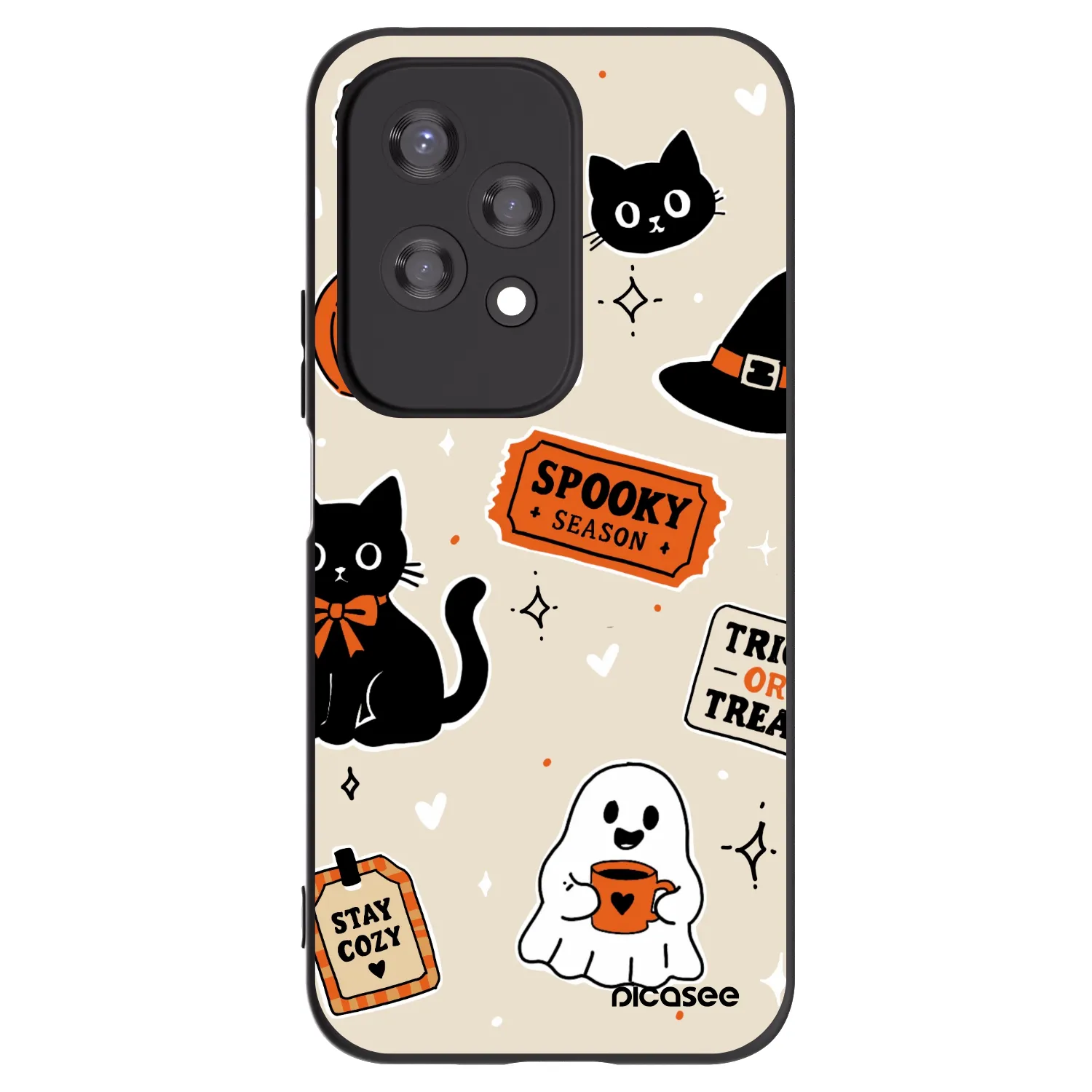 Picasee Μαύρη θήκη σιλικόνης για Honor 200 Lite - Halloween stickers