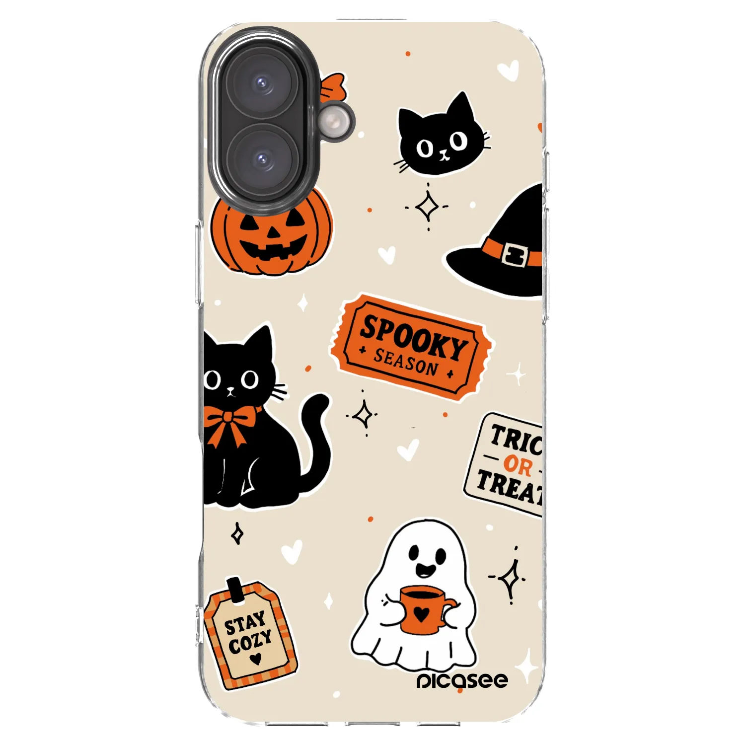 Picasee διαφανής θήκη σιλικόνης Apple iPhone 16 Plus - Halloween stickers