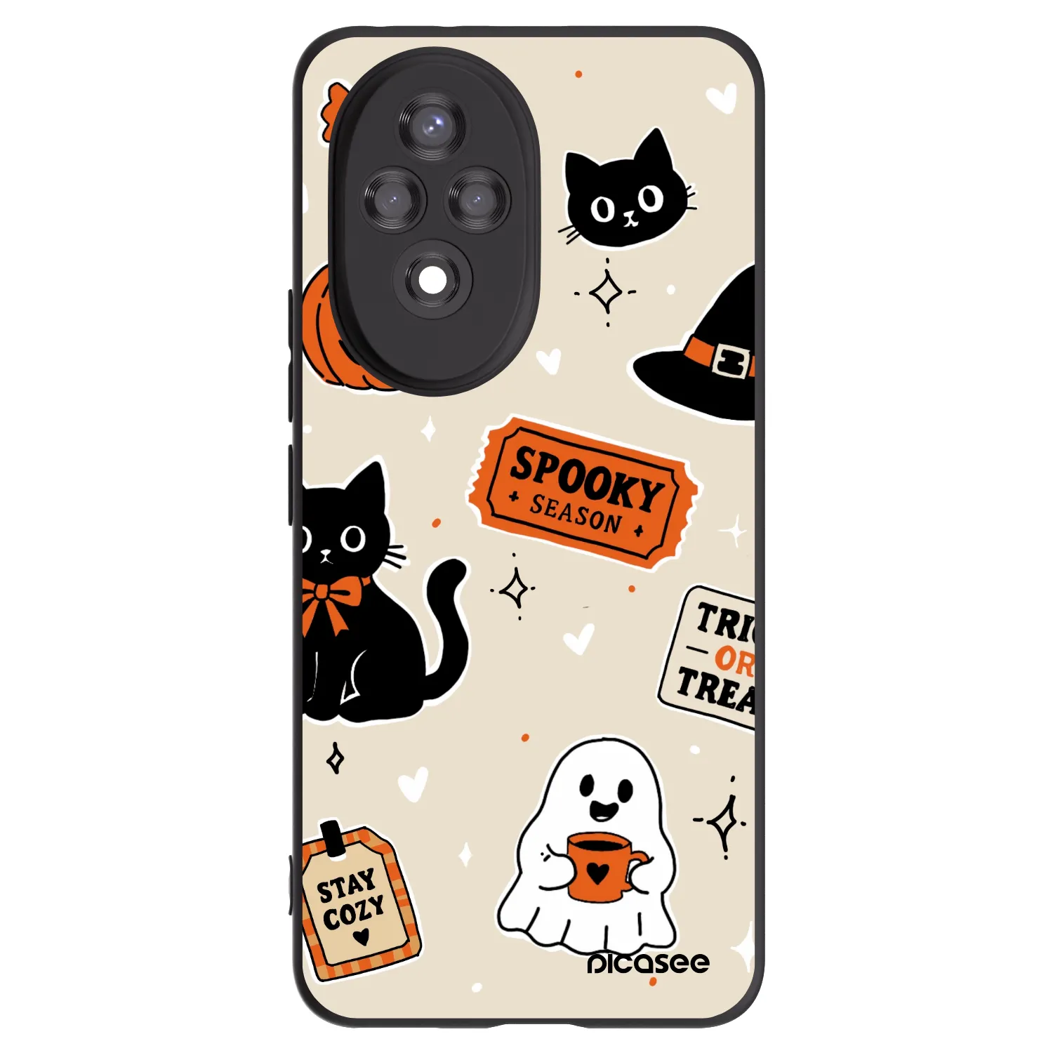 Picasee Μαύρη θήκη σιλικόνης για Honor 200 5G - Halloween stickers