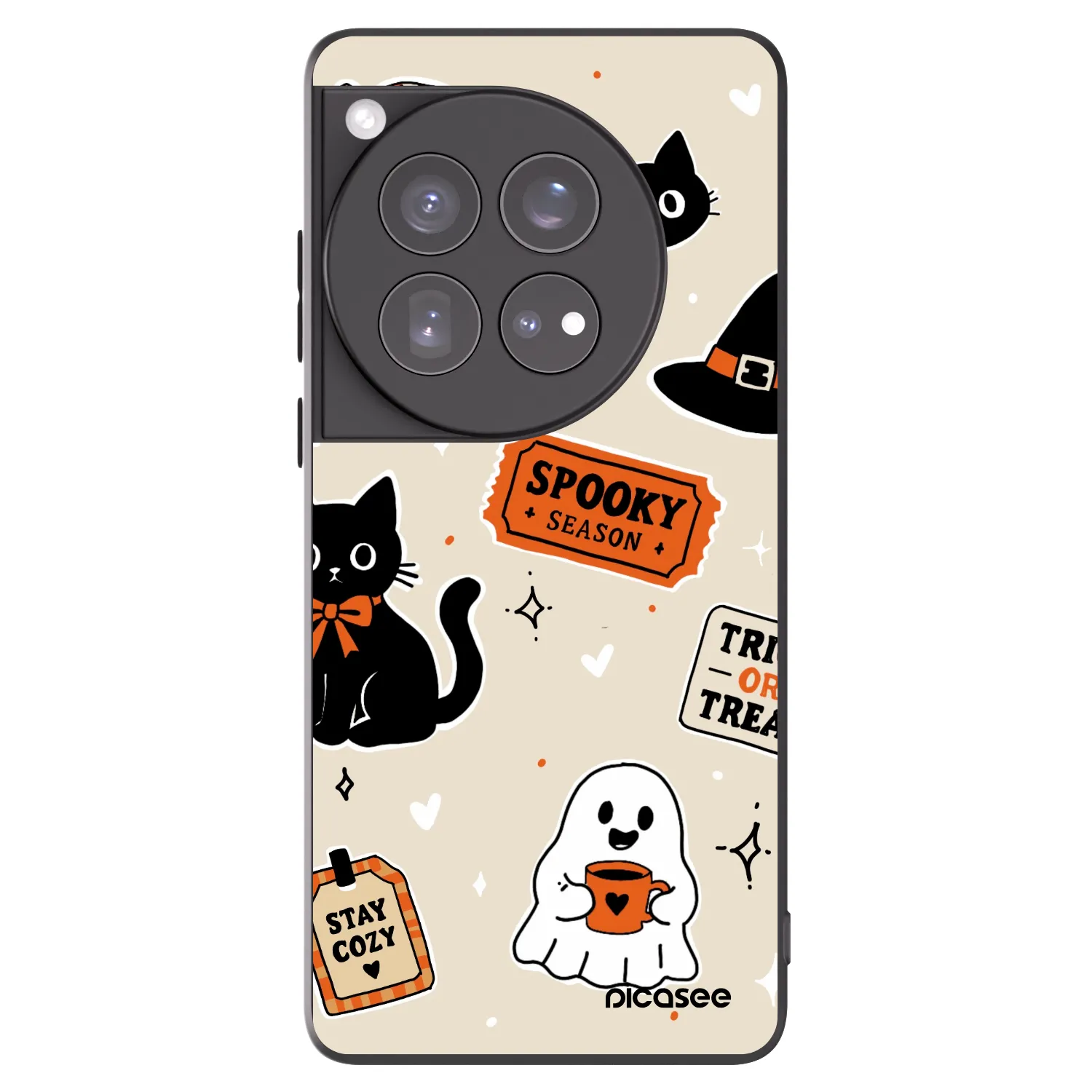 Picasee Μαύρη θήκη σιλικόνης για OnePlus 12 5G - Halloween stickers
