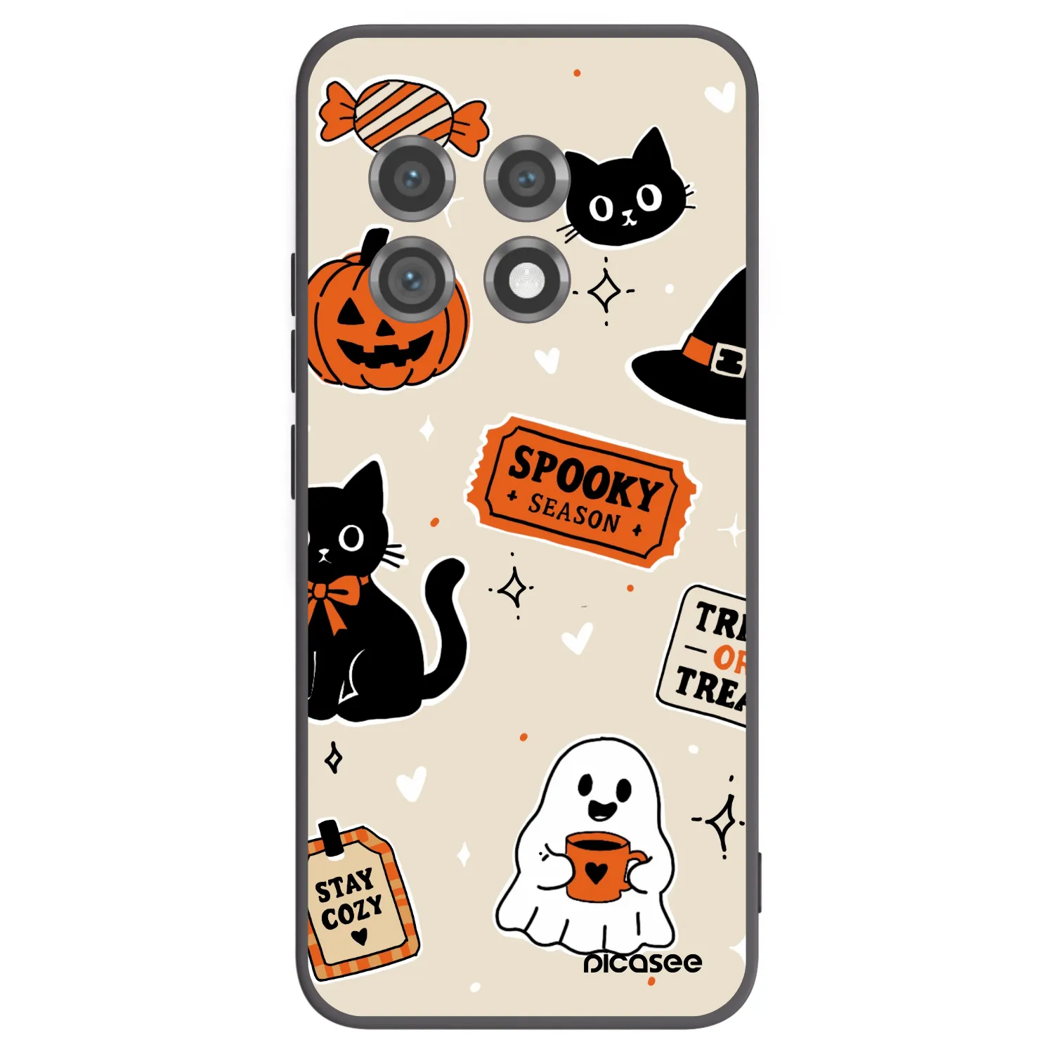 Picasee Μαύρη θήκη σιλικόνης για OnePlus 11 5G - Halloween stickers