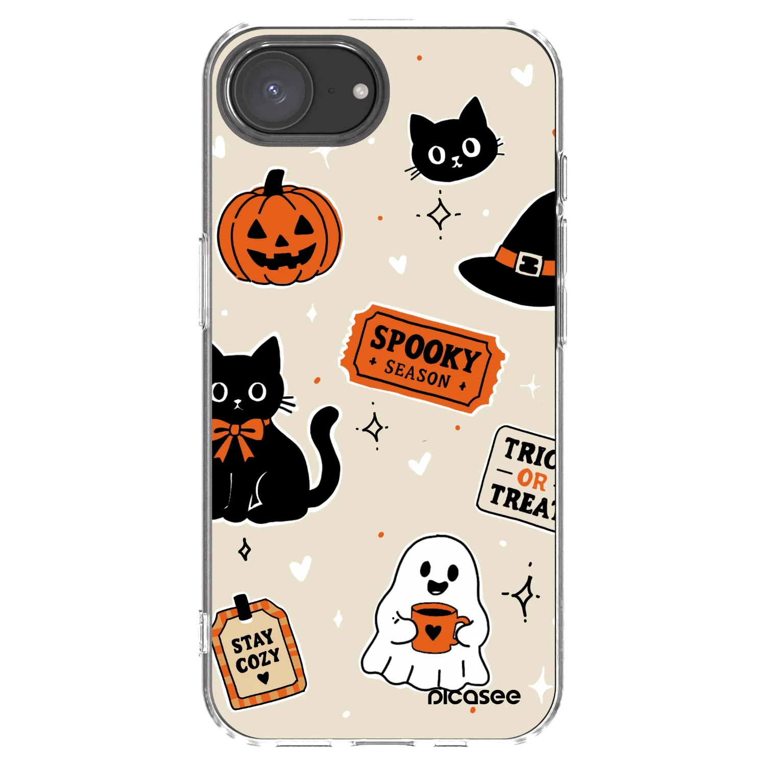 Picasee διαφανής θήκη σιλικόνης Apple iPhone 16e - Halloween stickers