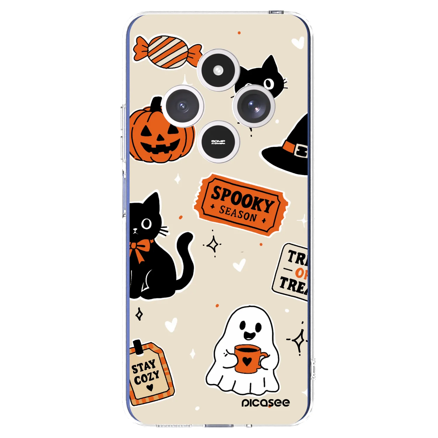 Picasee διαφανής θήκη σιλικόνης Xiaomi Redmi 14C - Halloween stickers